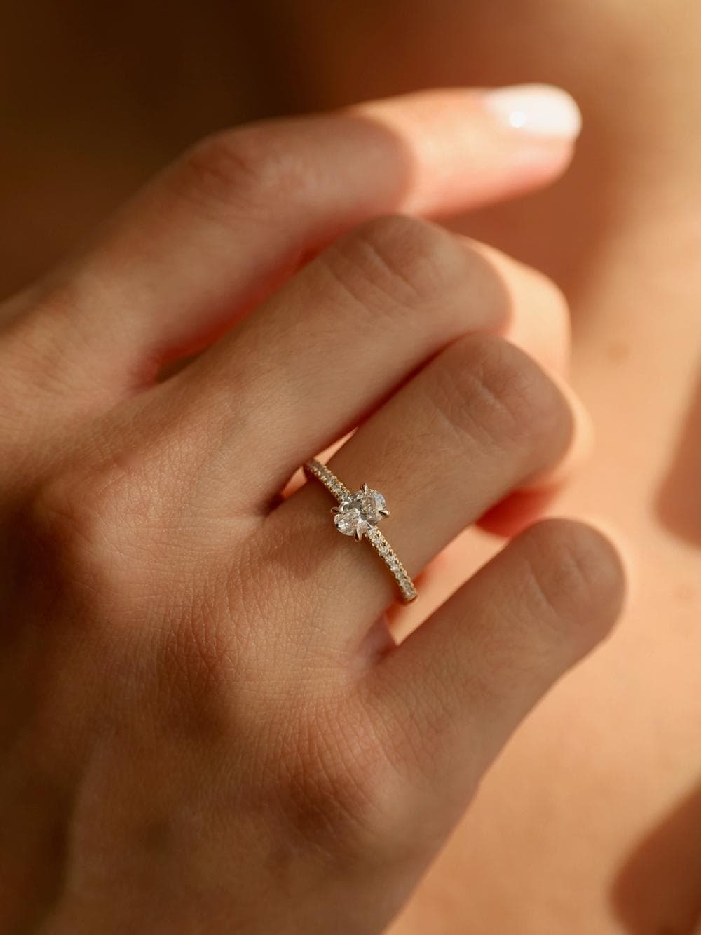 Pavé Oval Cut Ring on hand v2