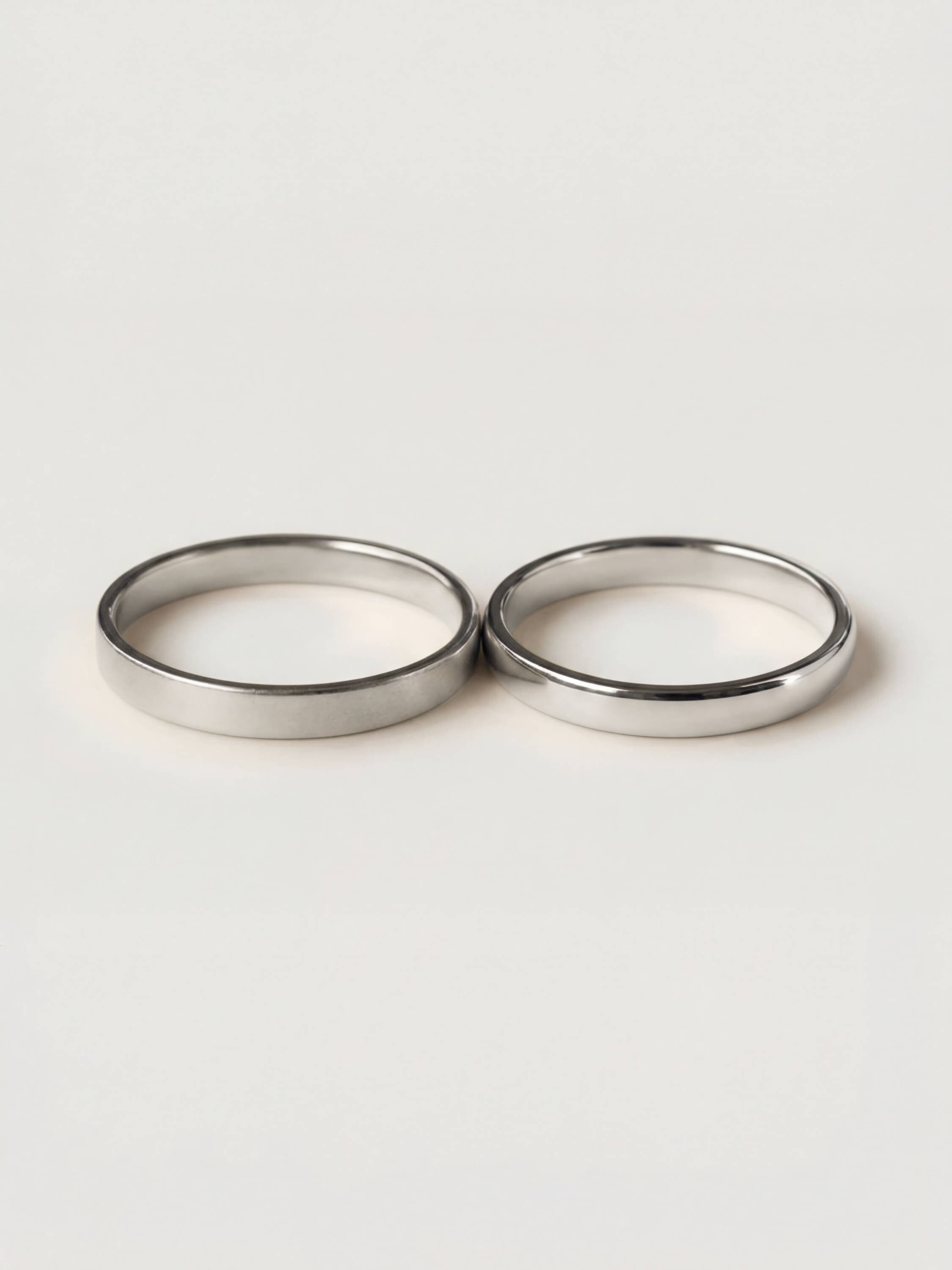 Classic Duo Wedding Rings 2mm and 3mm in White Gold