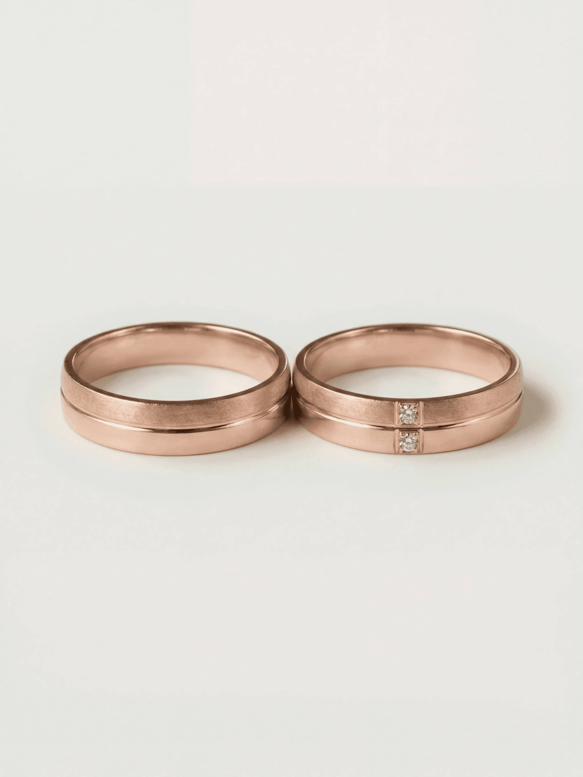 Relief and Stellar Relief duo wedding rings in rose gold