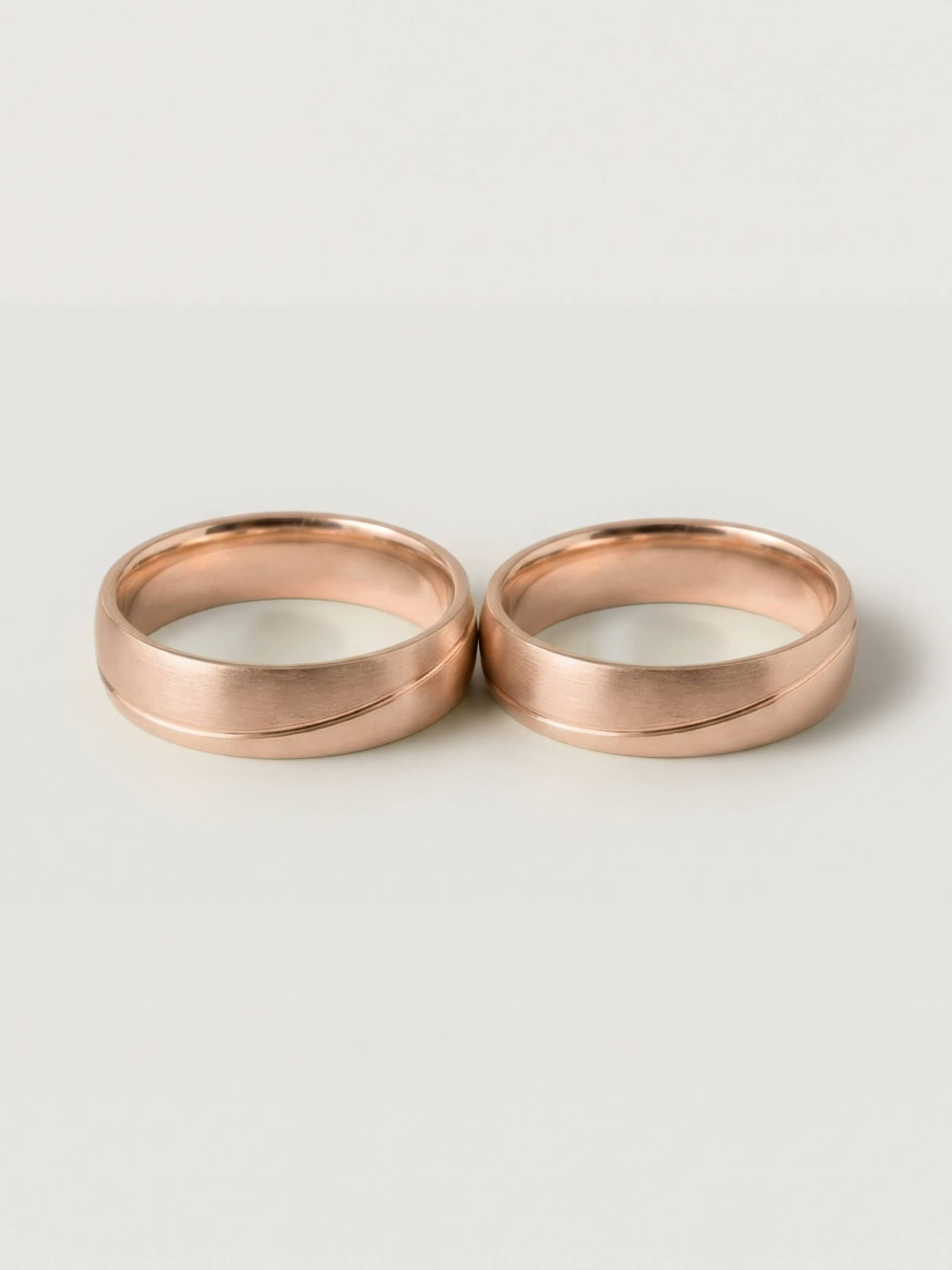Waves Duo Wedding Rings in Rose Gold
