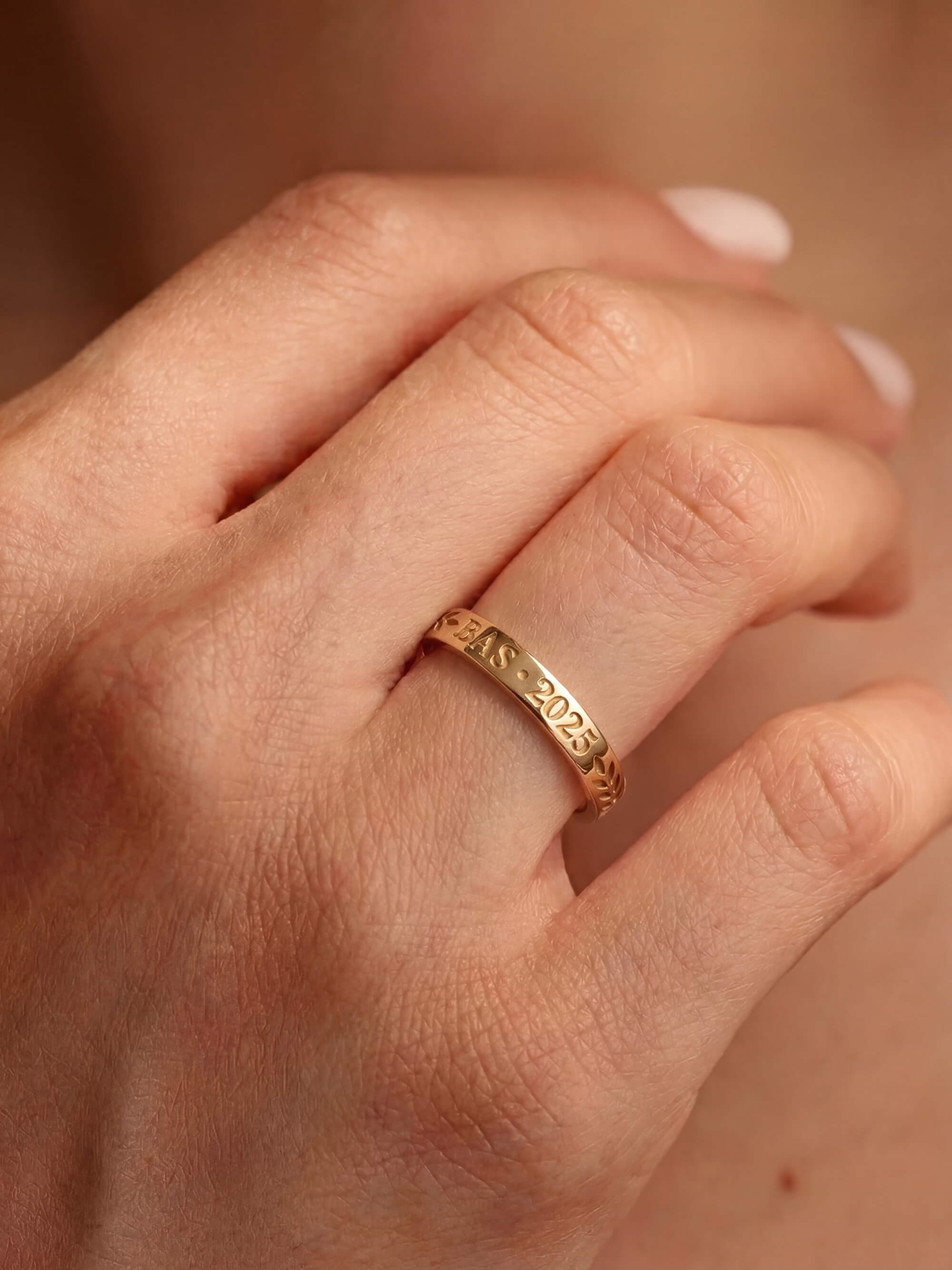 Classic Graduation Ring worn on hand