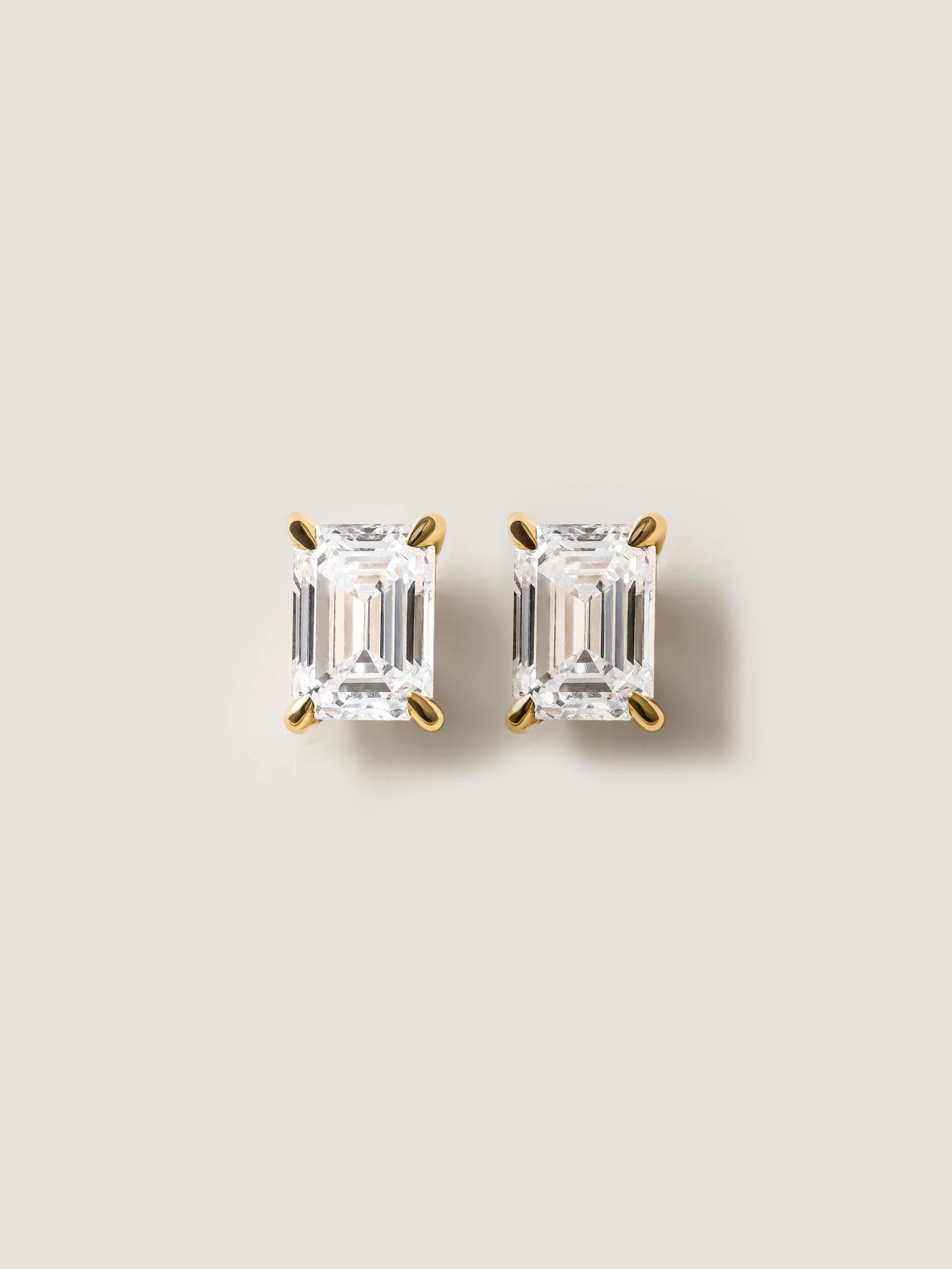 Emerald Cut Stud Earrings in yellow gold