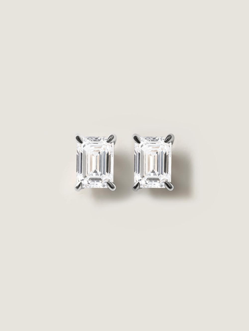 Emerald Cut Stud Earrings in white gold
