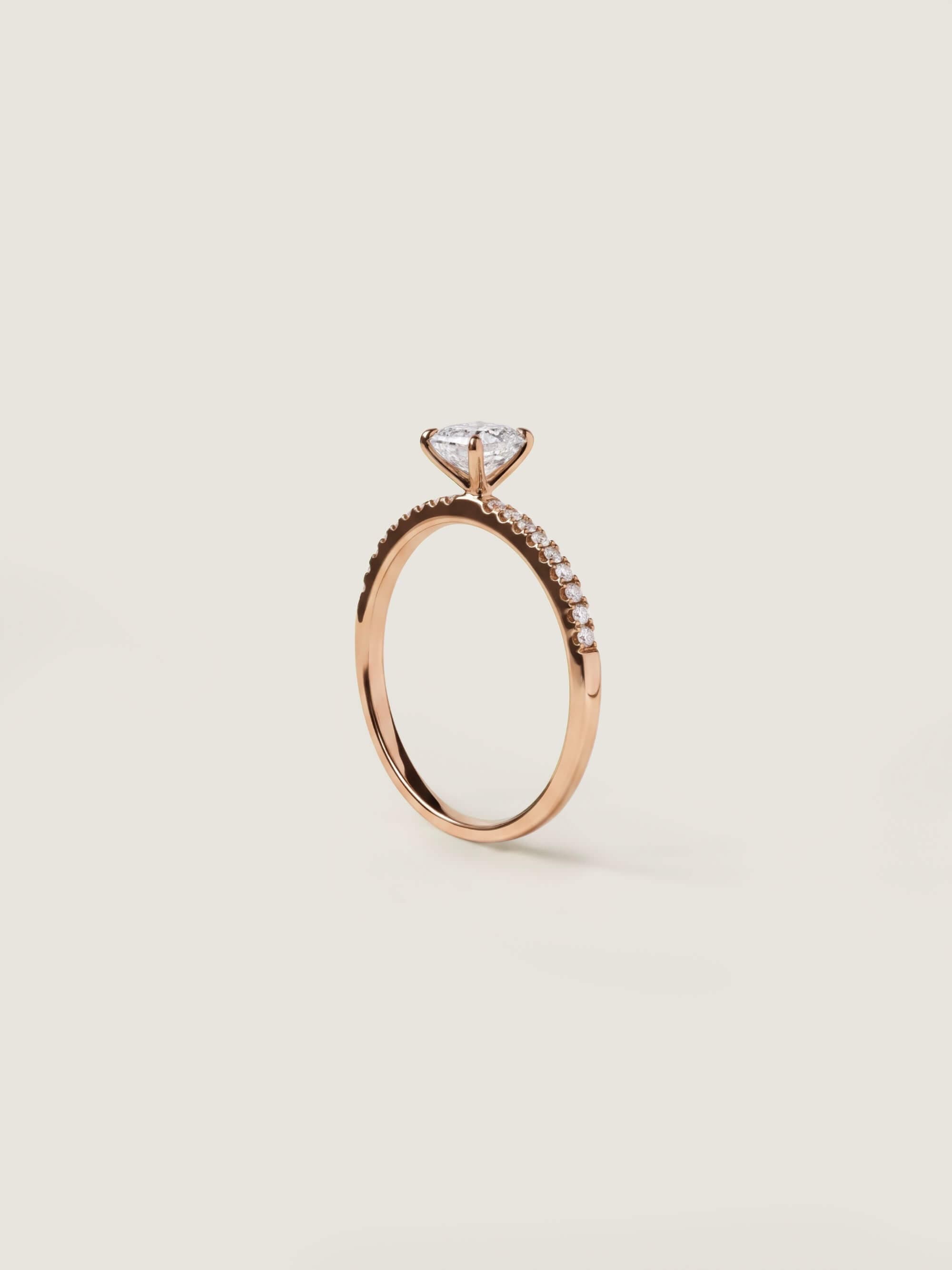 Pavé Asscher Cut Ring in rose gold