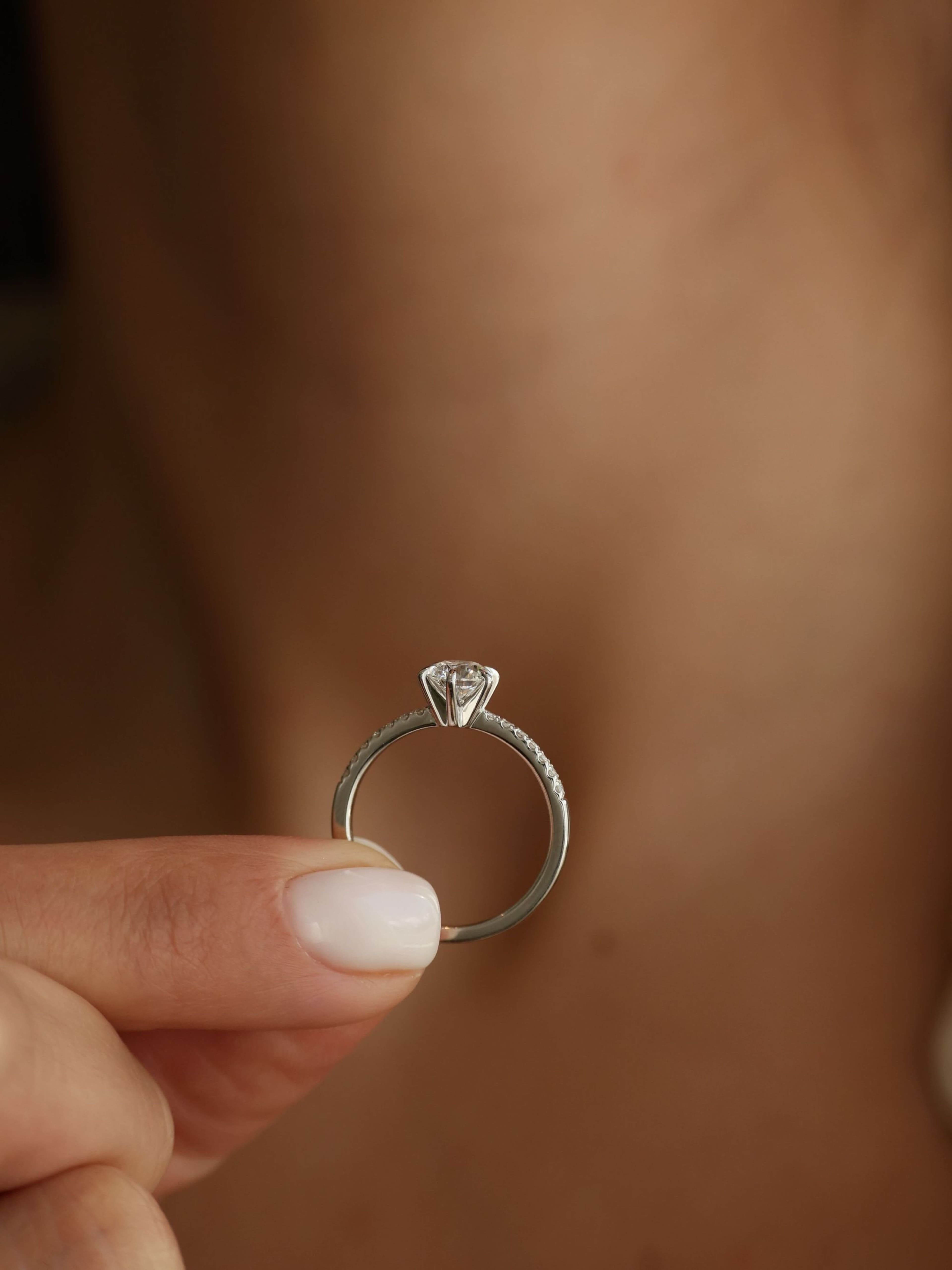 Aurelia Pavé Ring on finger in white gold
