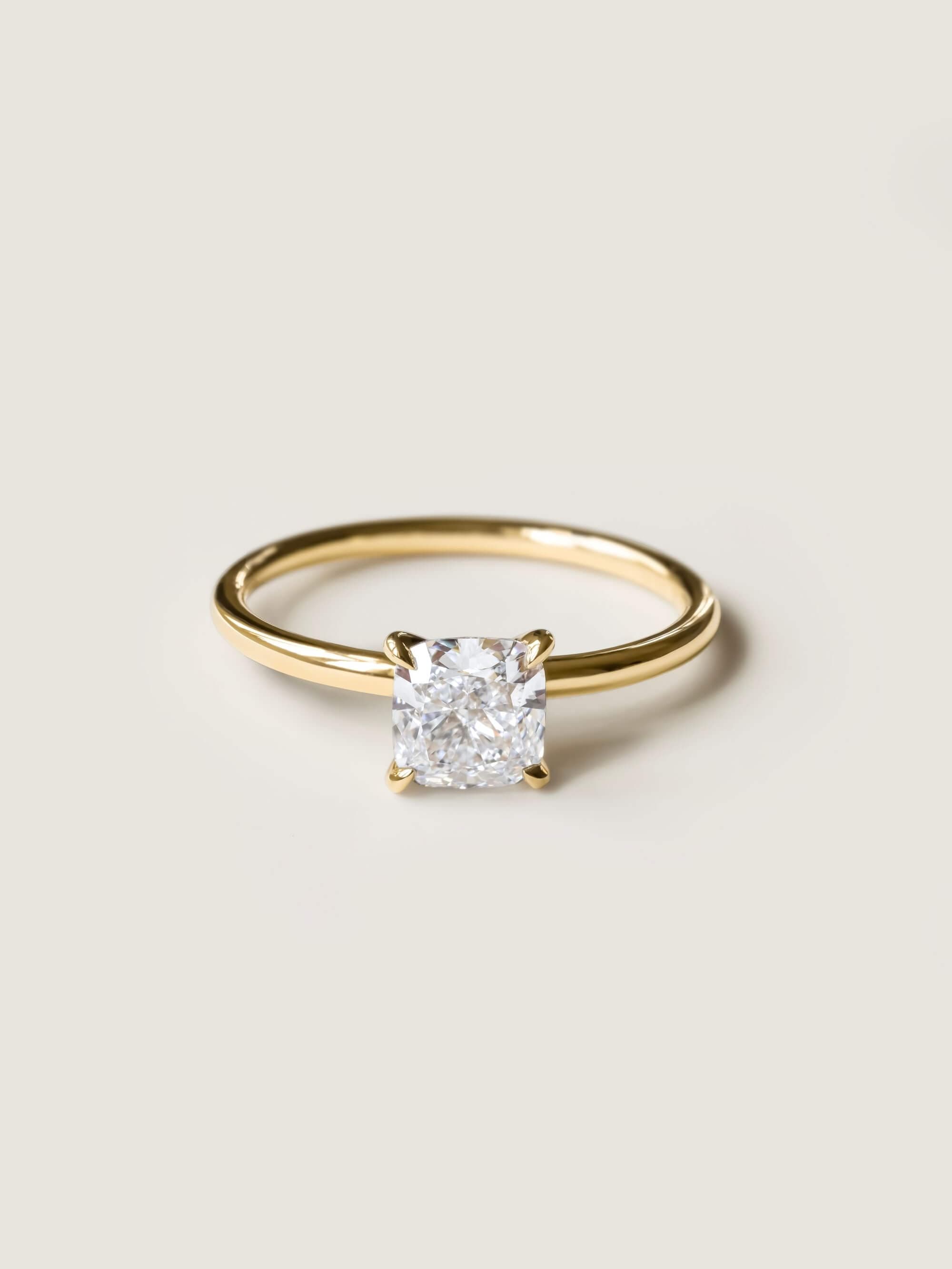 Classic Cushion Cut Ring in yellow gold