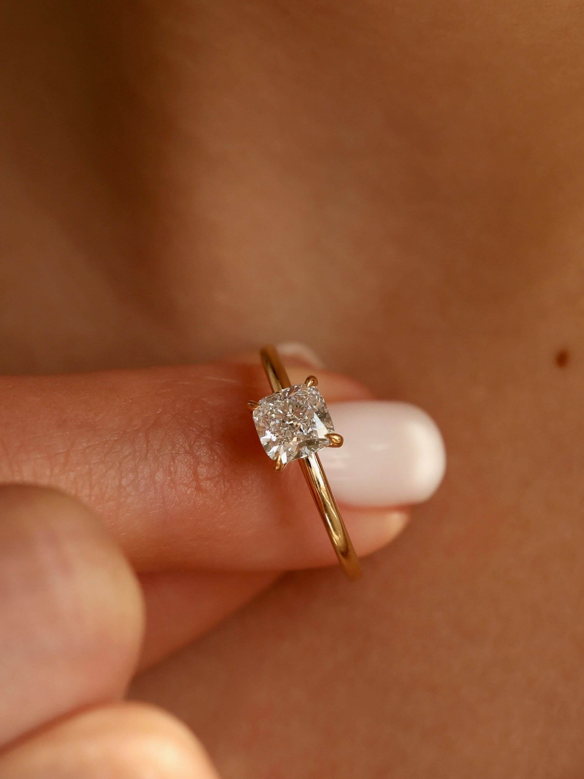 Classic Cushion Cut Ring on finger