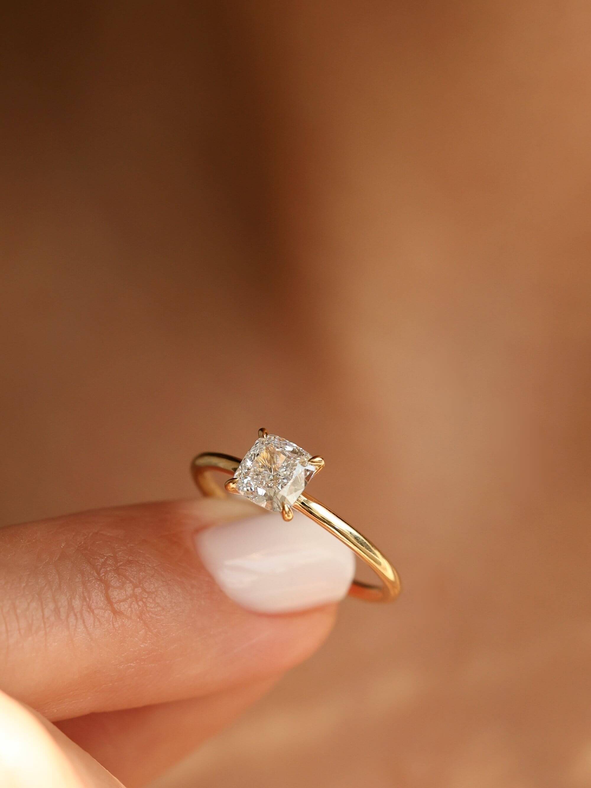 Classic Cushion Cut Ring on finger v2