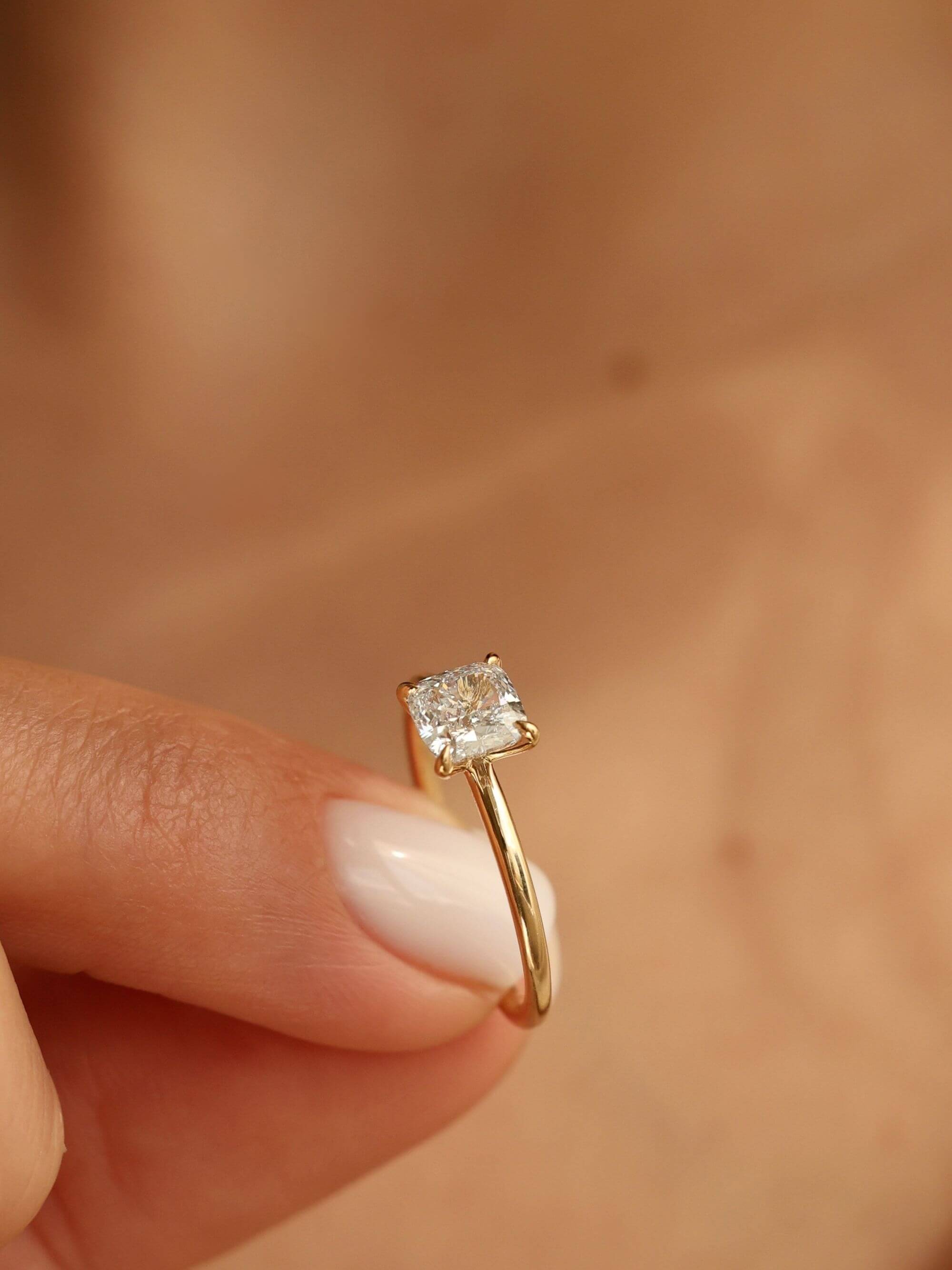 Classic Cushion Cut Ring on finger v3