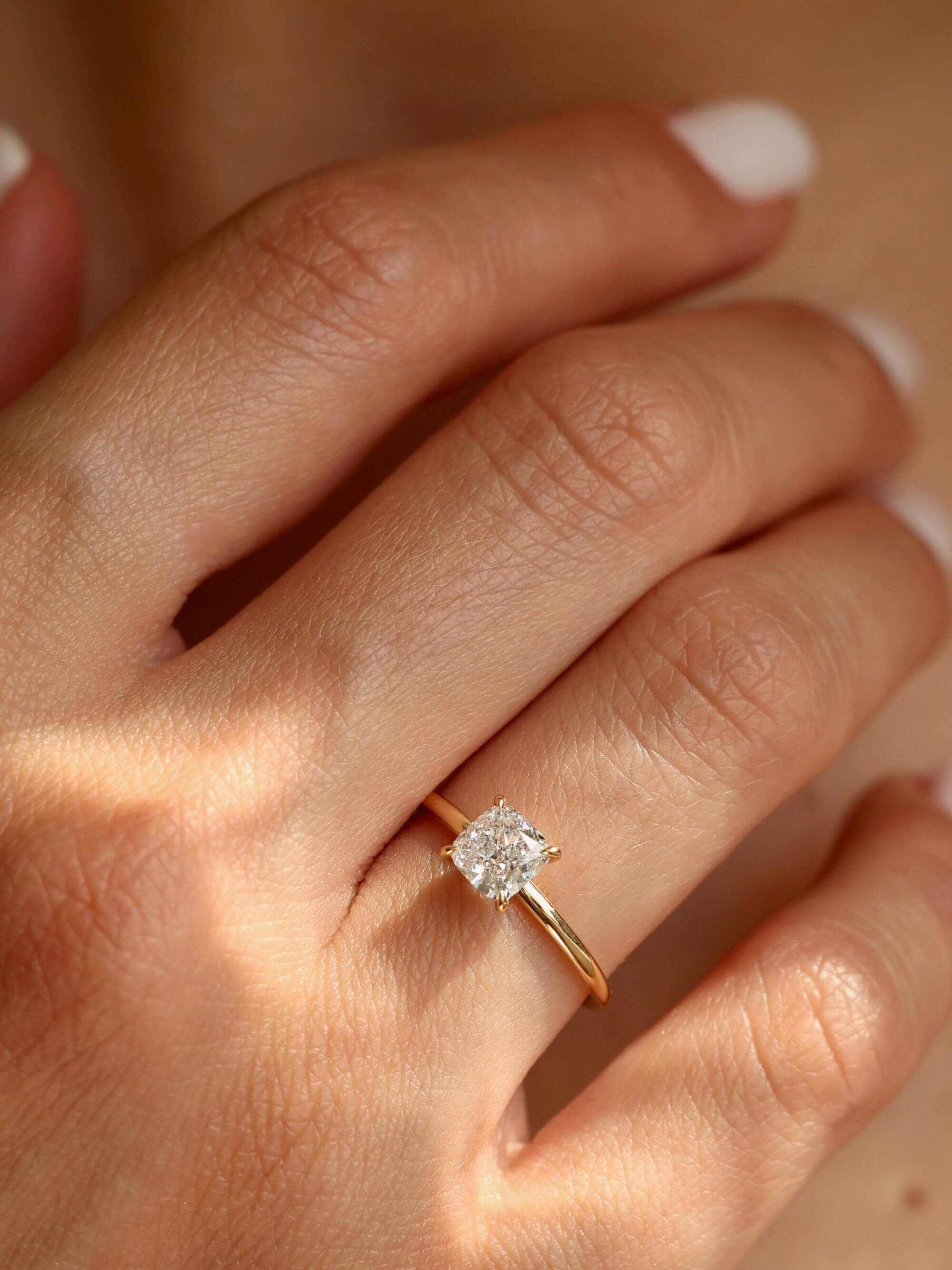 Classic Cushion Cut Ring on hand