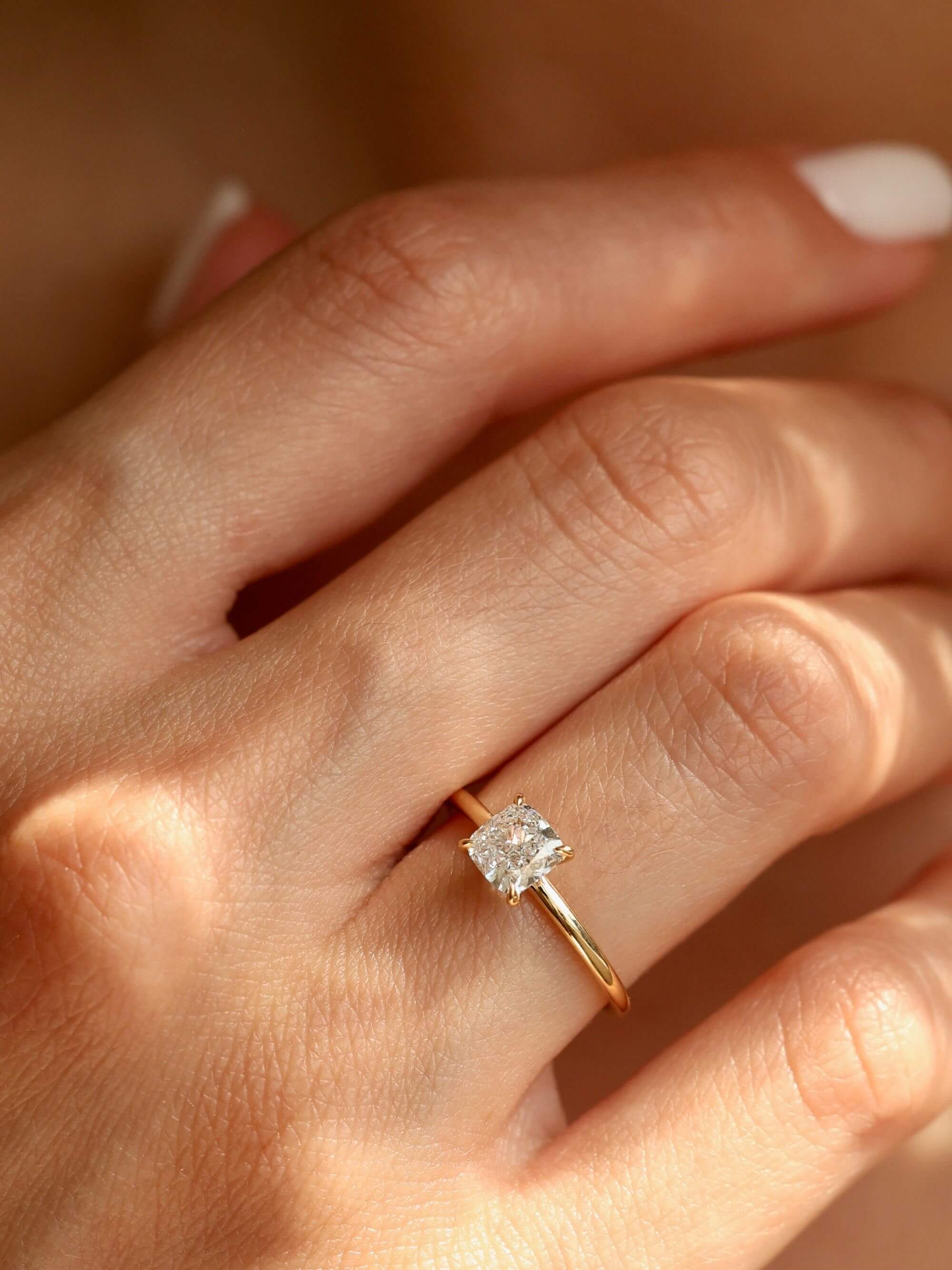 Classic Cushion Cut Ring on hand v2