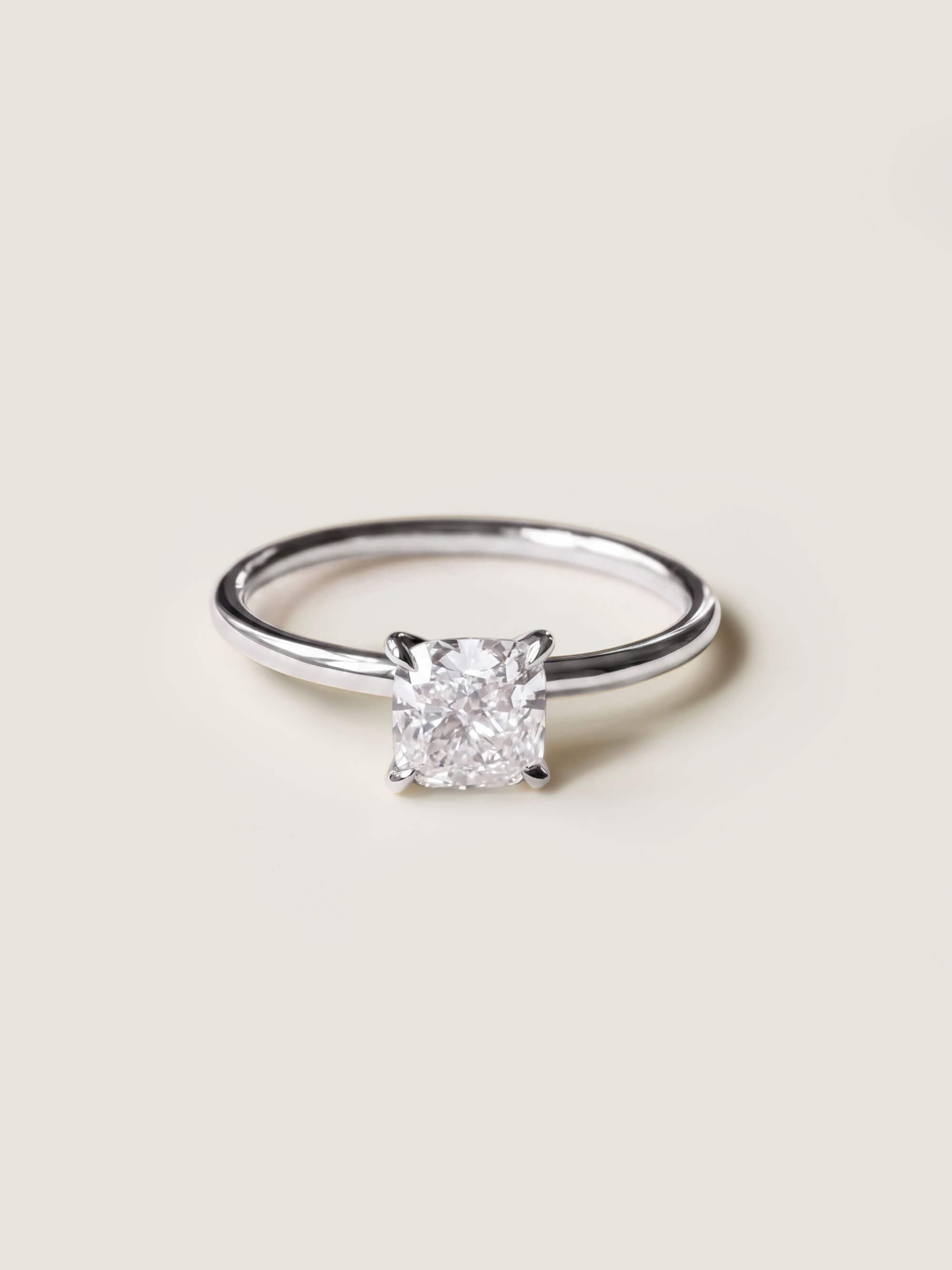 Classic Cushion Cut Ring in white gold
