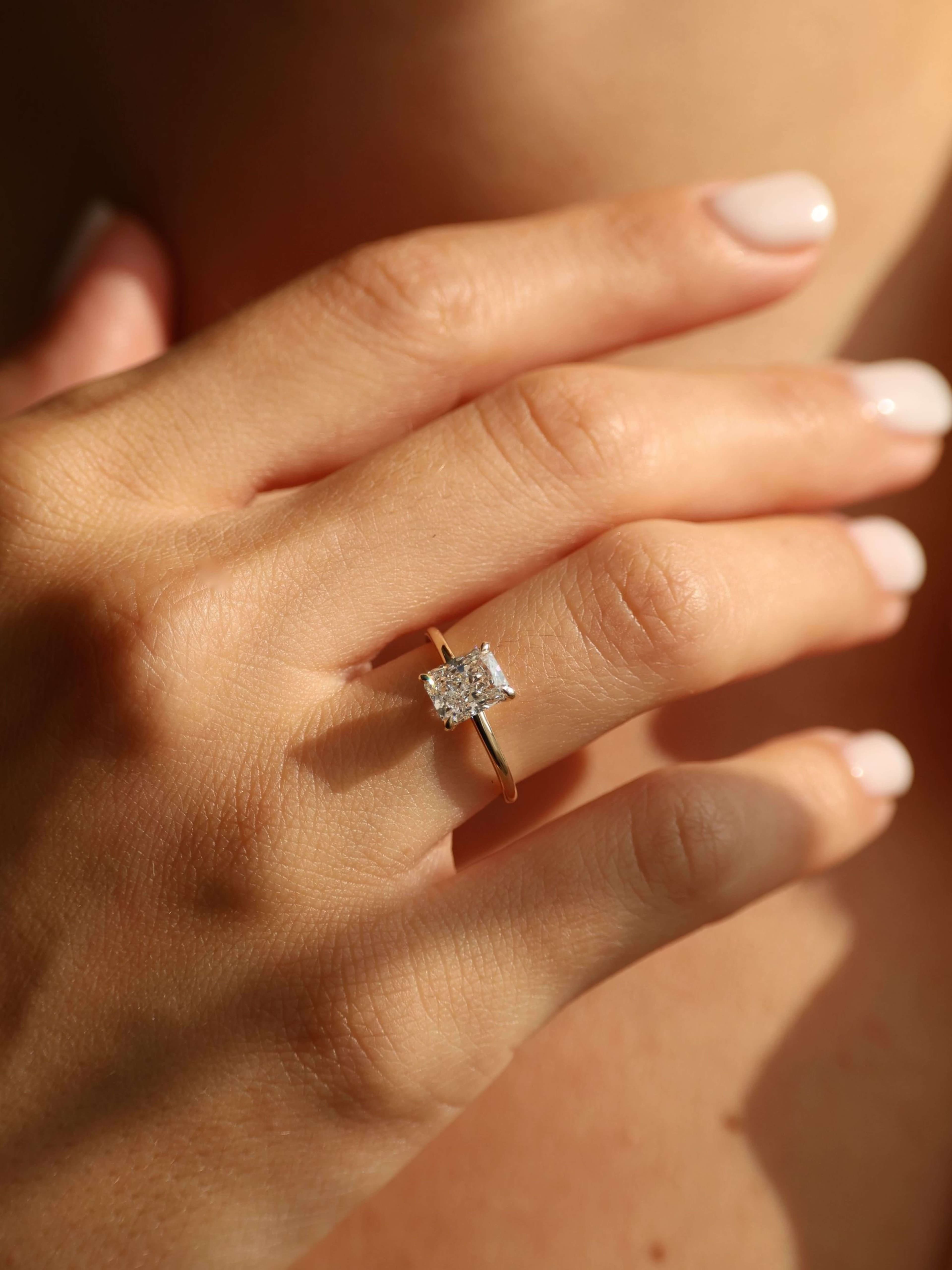 Classic Emerald Cut Ring M on hand v2