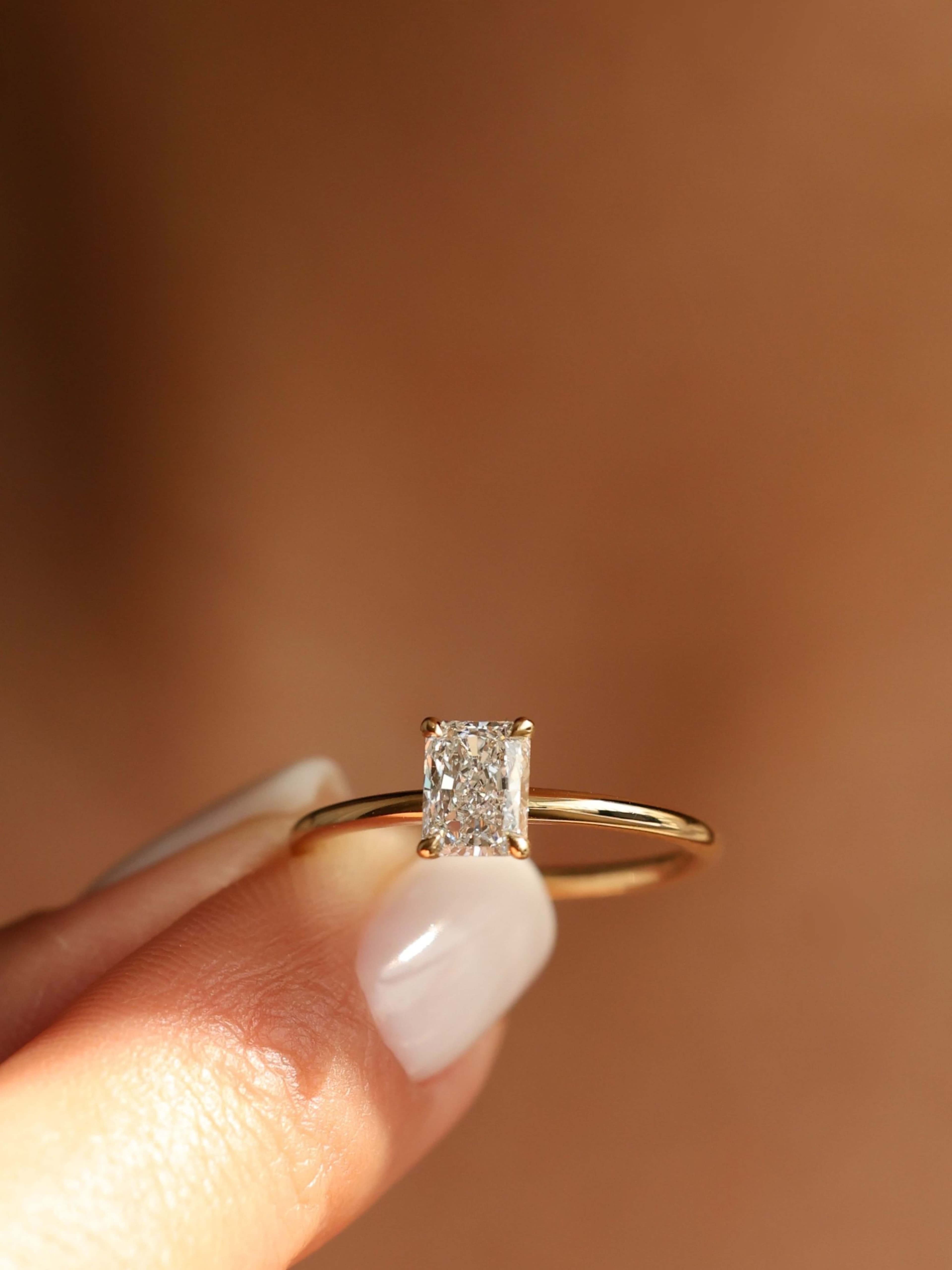 Classic Emerald Cut Ring on finger v2