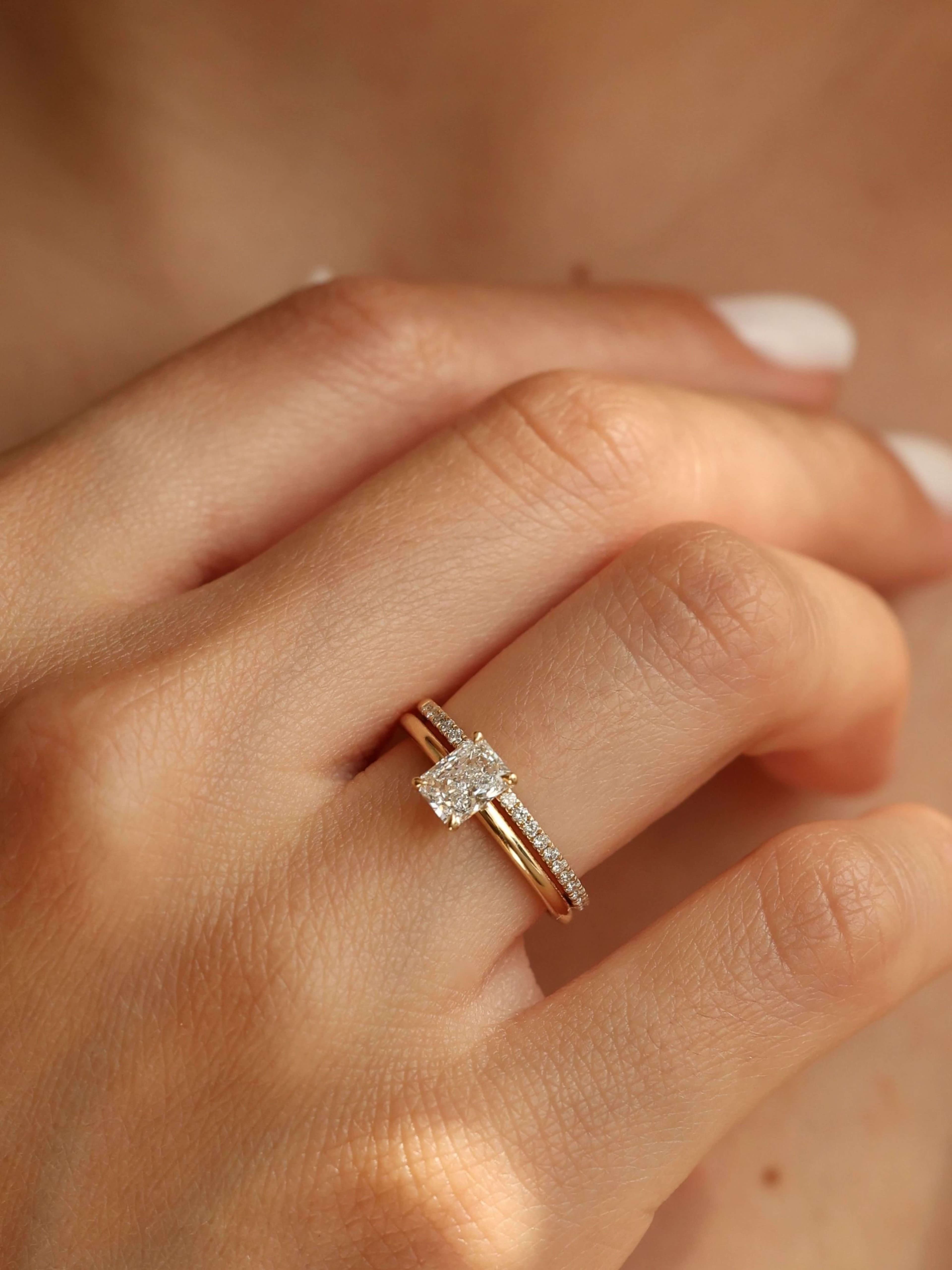 Classic Emerald Cut Ring on hand v3