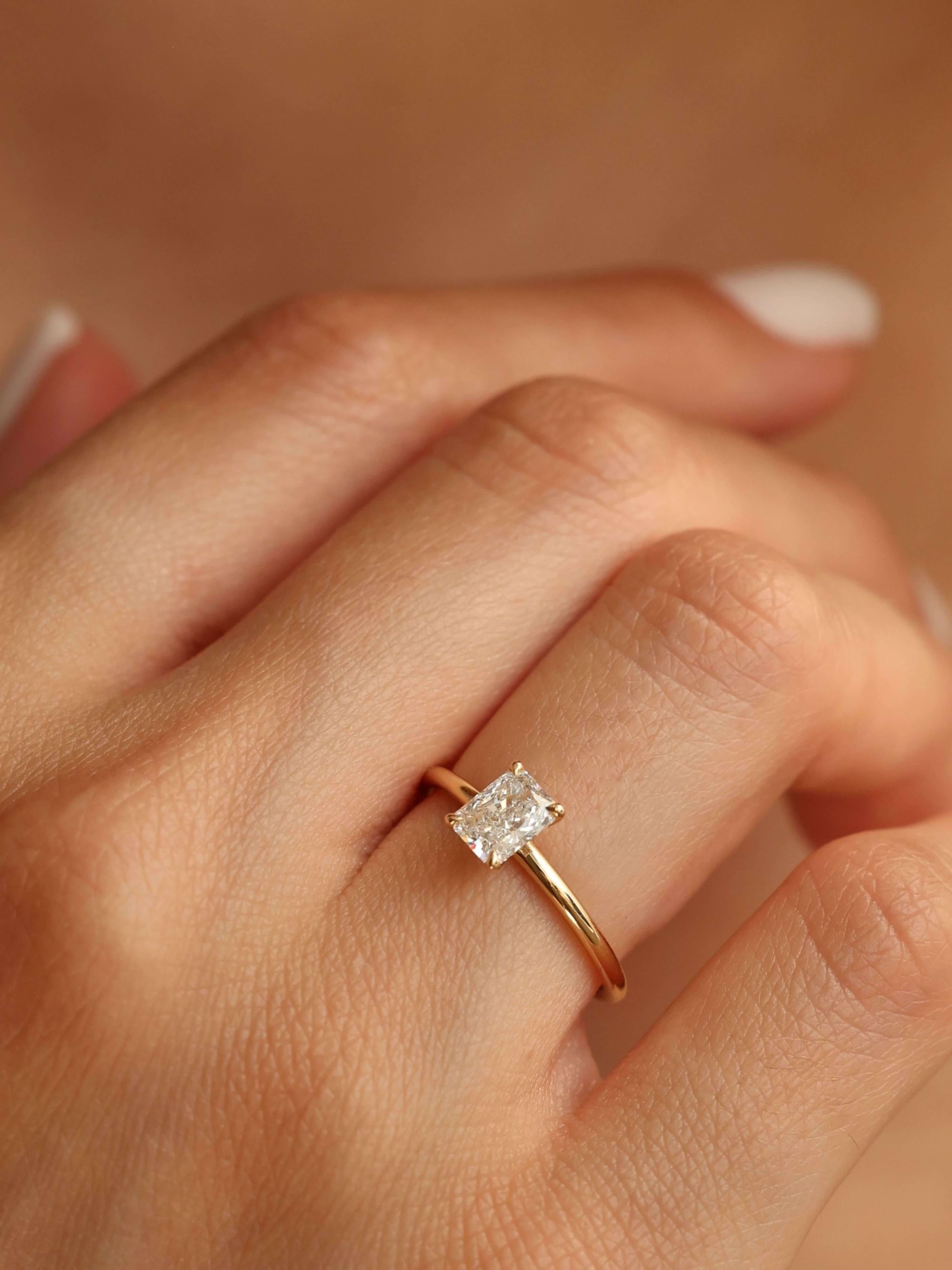 Classic Emerald Cut Ring on hand v5