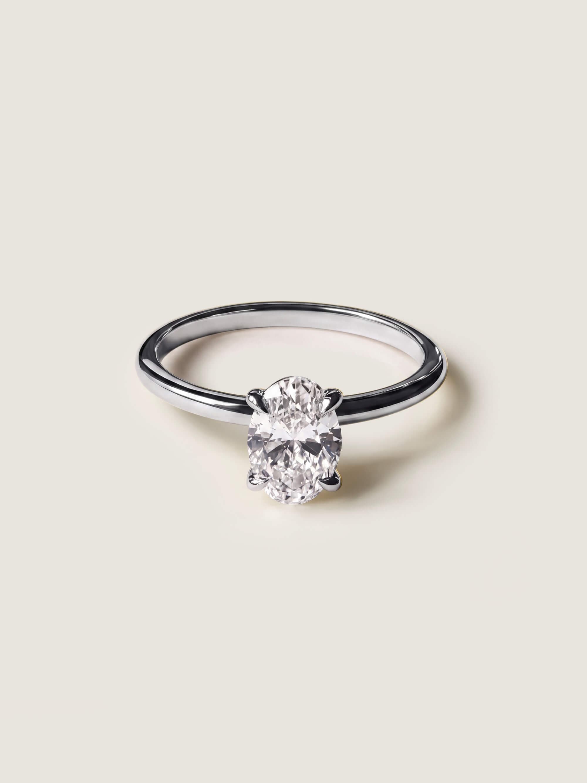 Classic Oval Cut Ring M in white gold