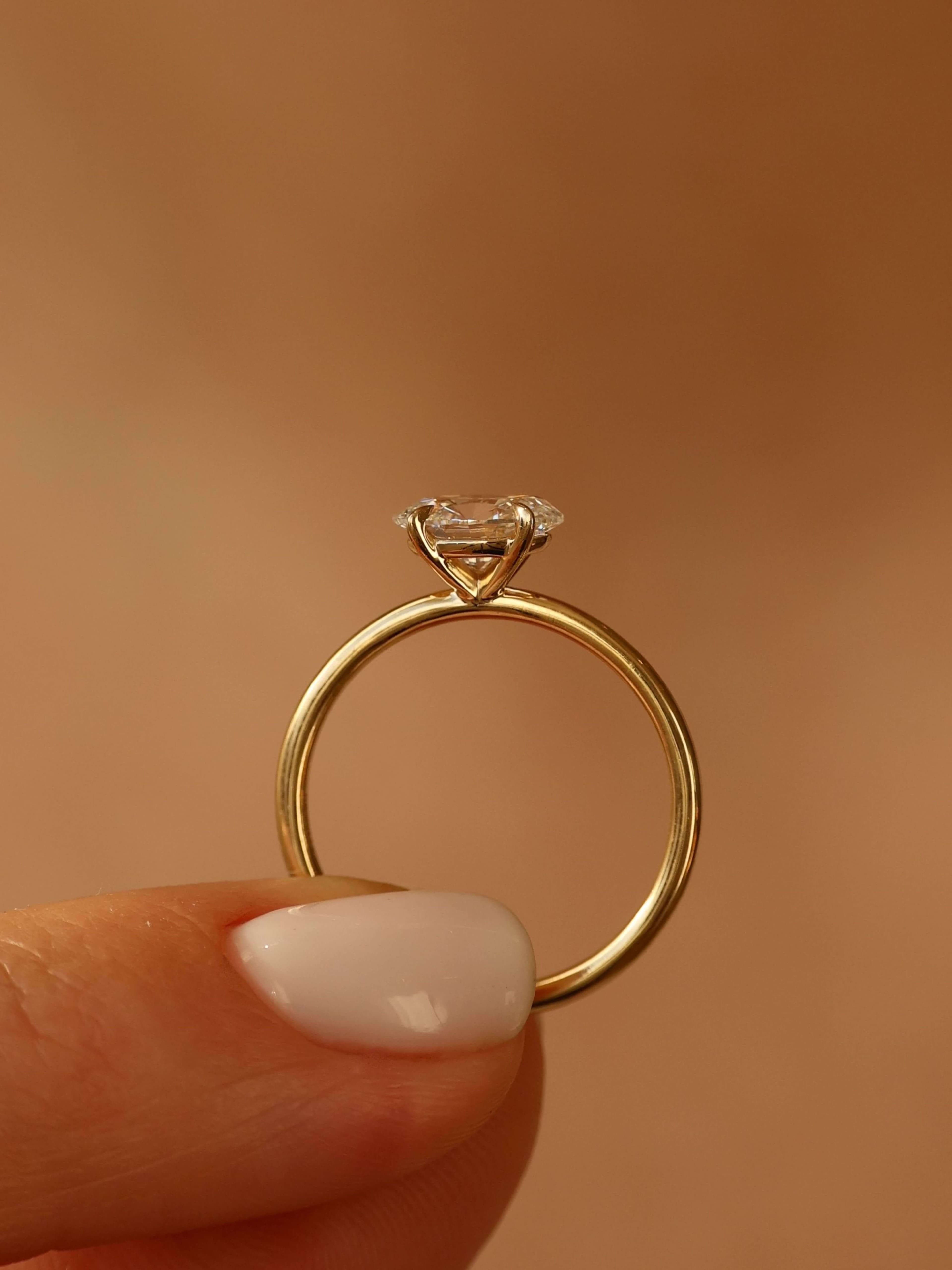 Classic Oval Cut E-W Ring on finger