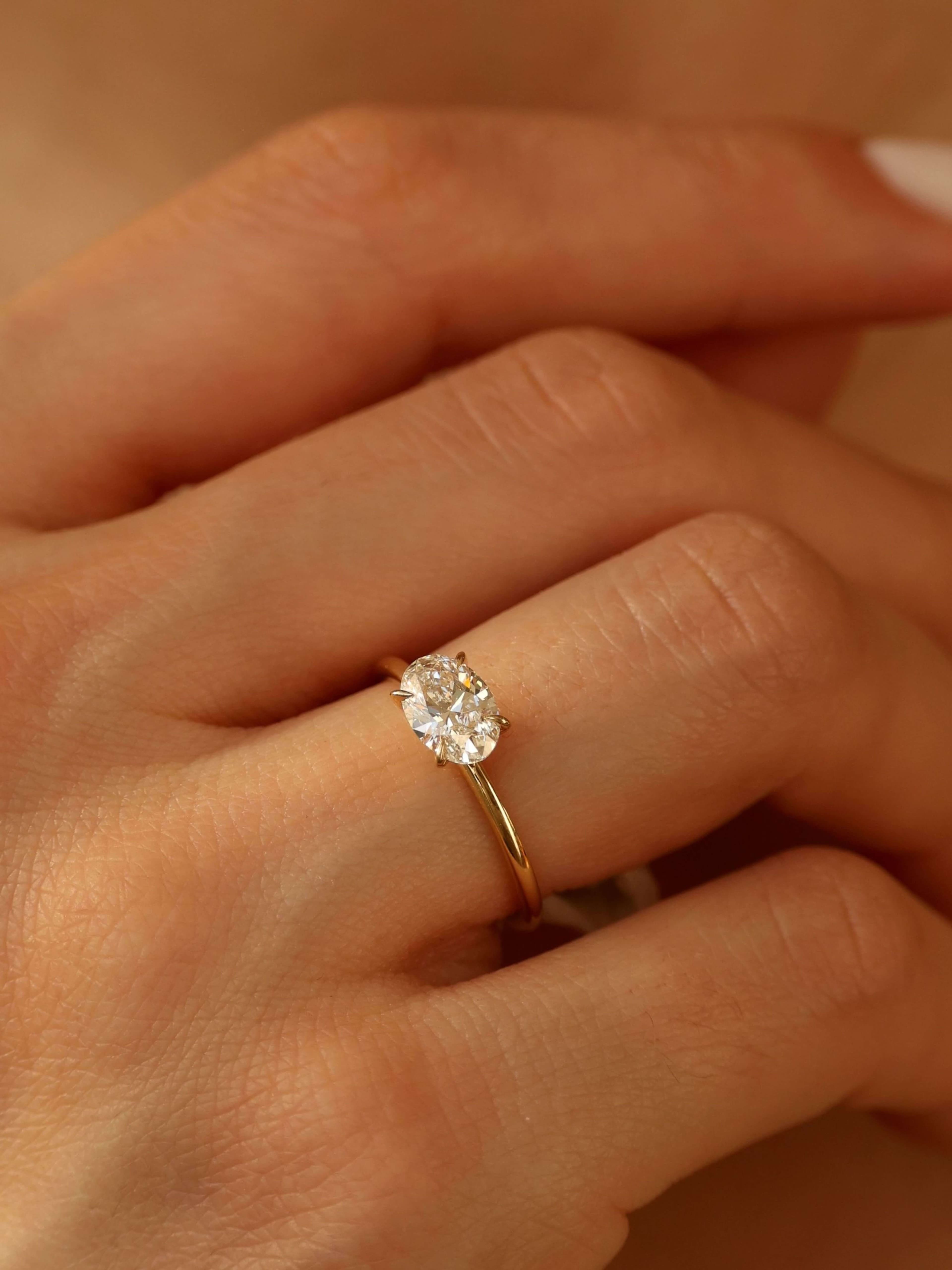 Classic Oval Cut E-W Ring on hand v2