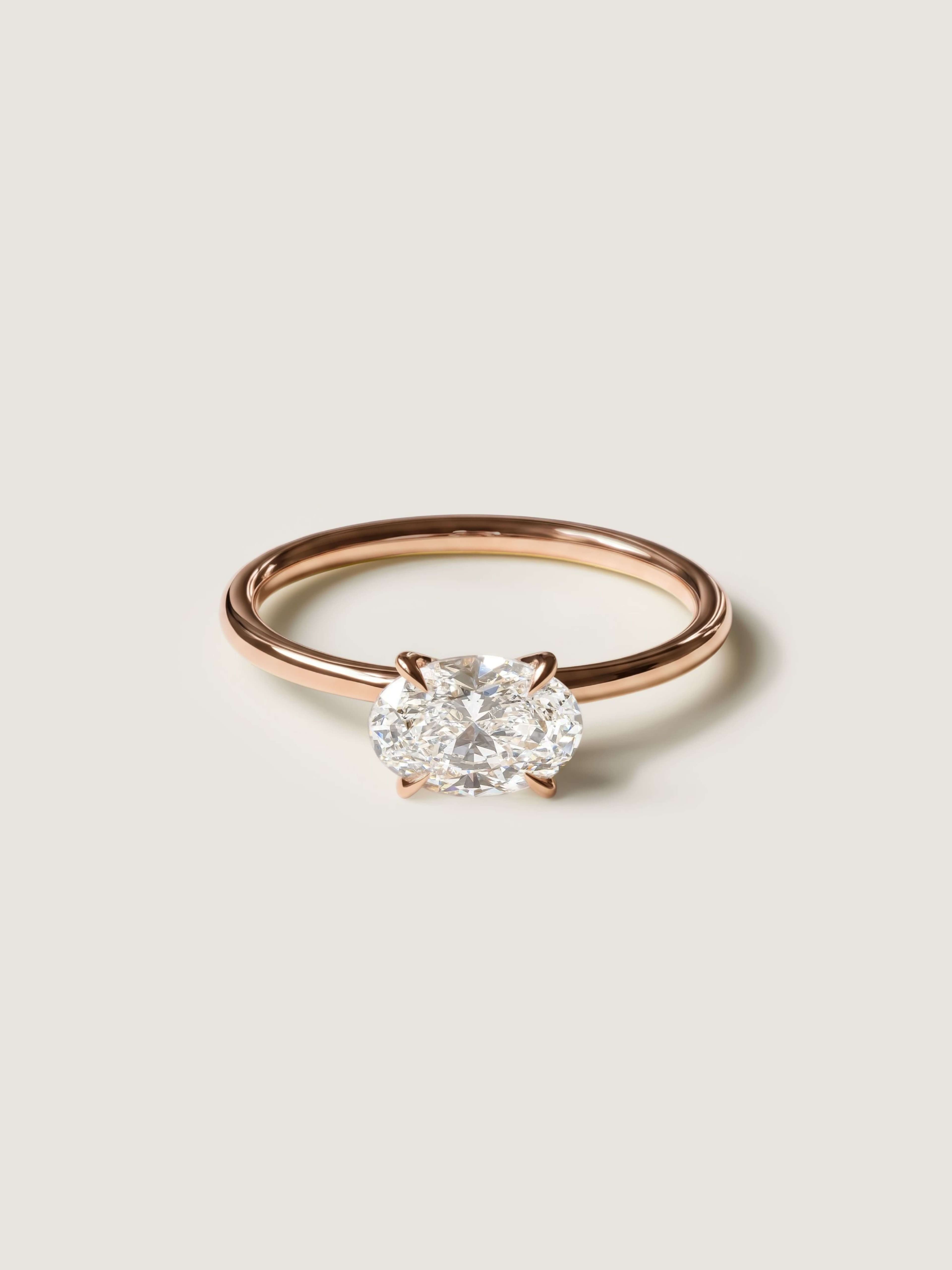 Classic Oval Cut E-W Ring in rose gold