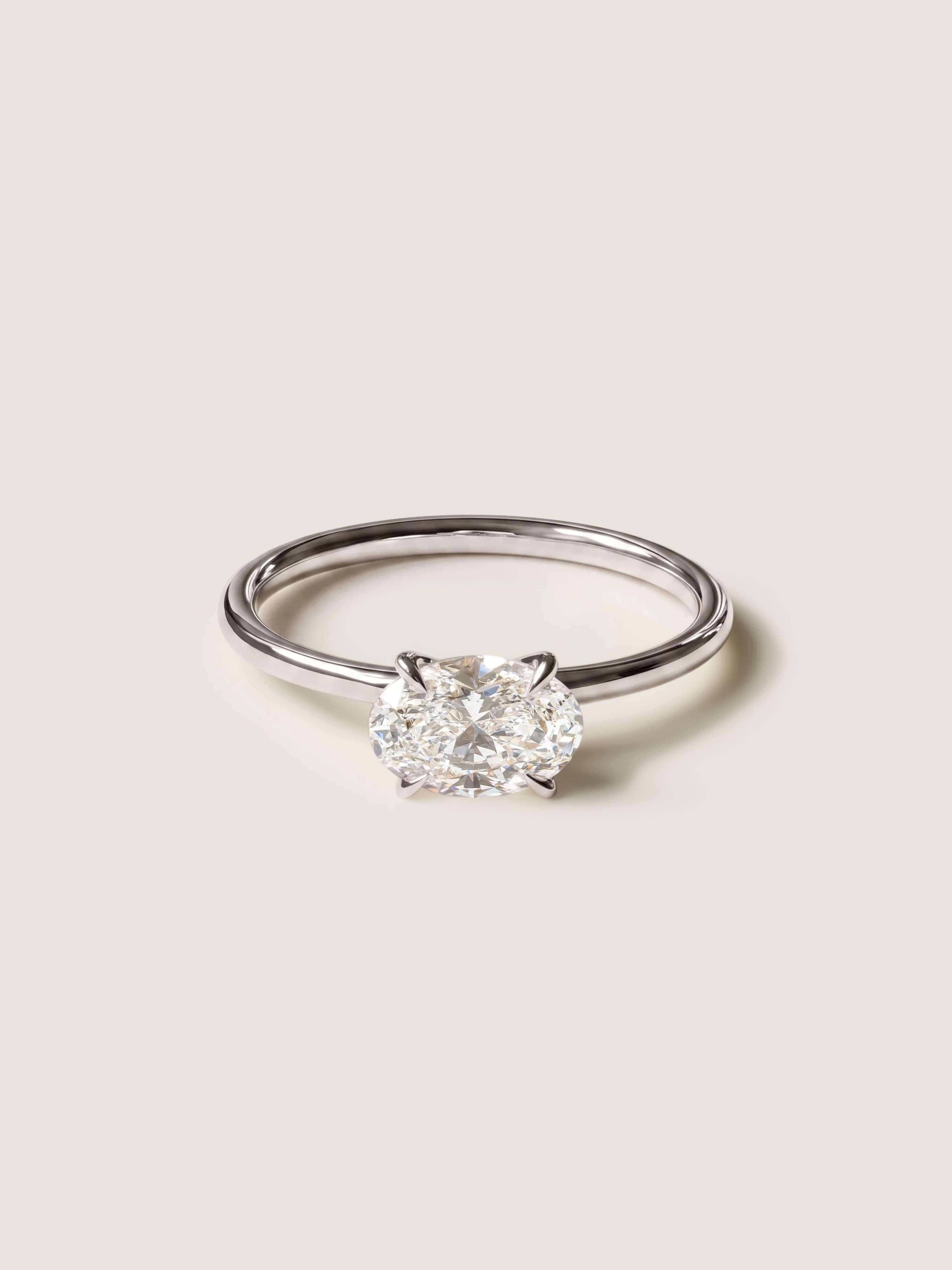 Classic Oval Cut E-W Ring in white gold