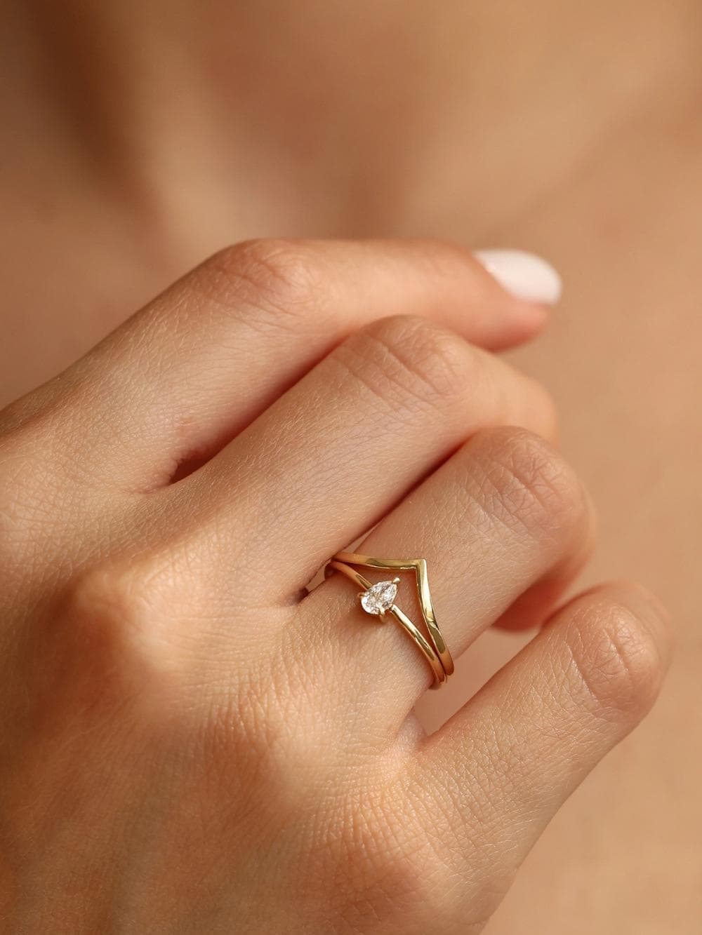 Classic Pear Cut Ring combined view