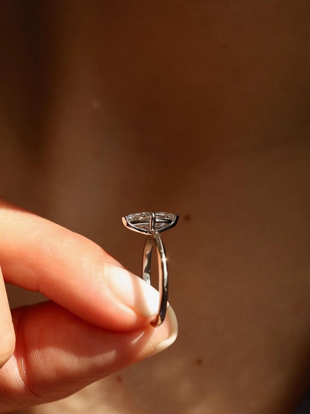Classic Marquise Cut Ring studio view white gold v2