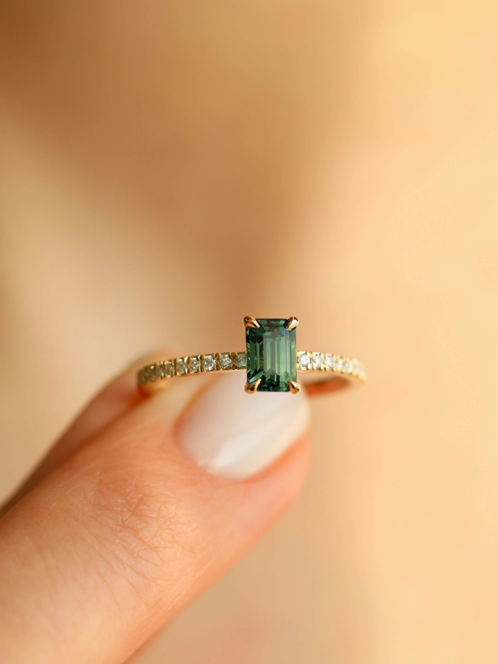 Pavé Emerald Cut Ring special finger view