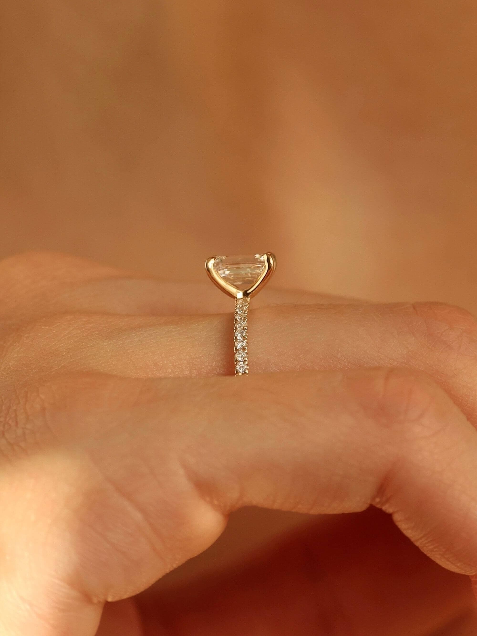 Pavé Emerald Cut Ring on hand v4
