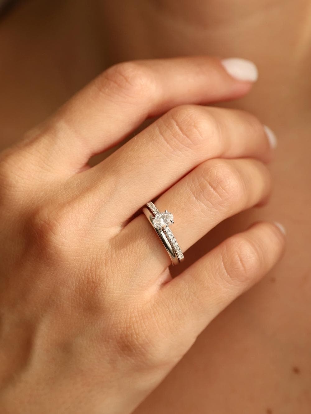Pavé Oval Cut Ring combined view