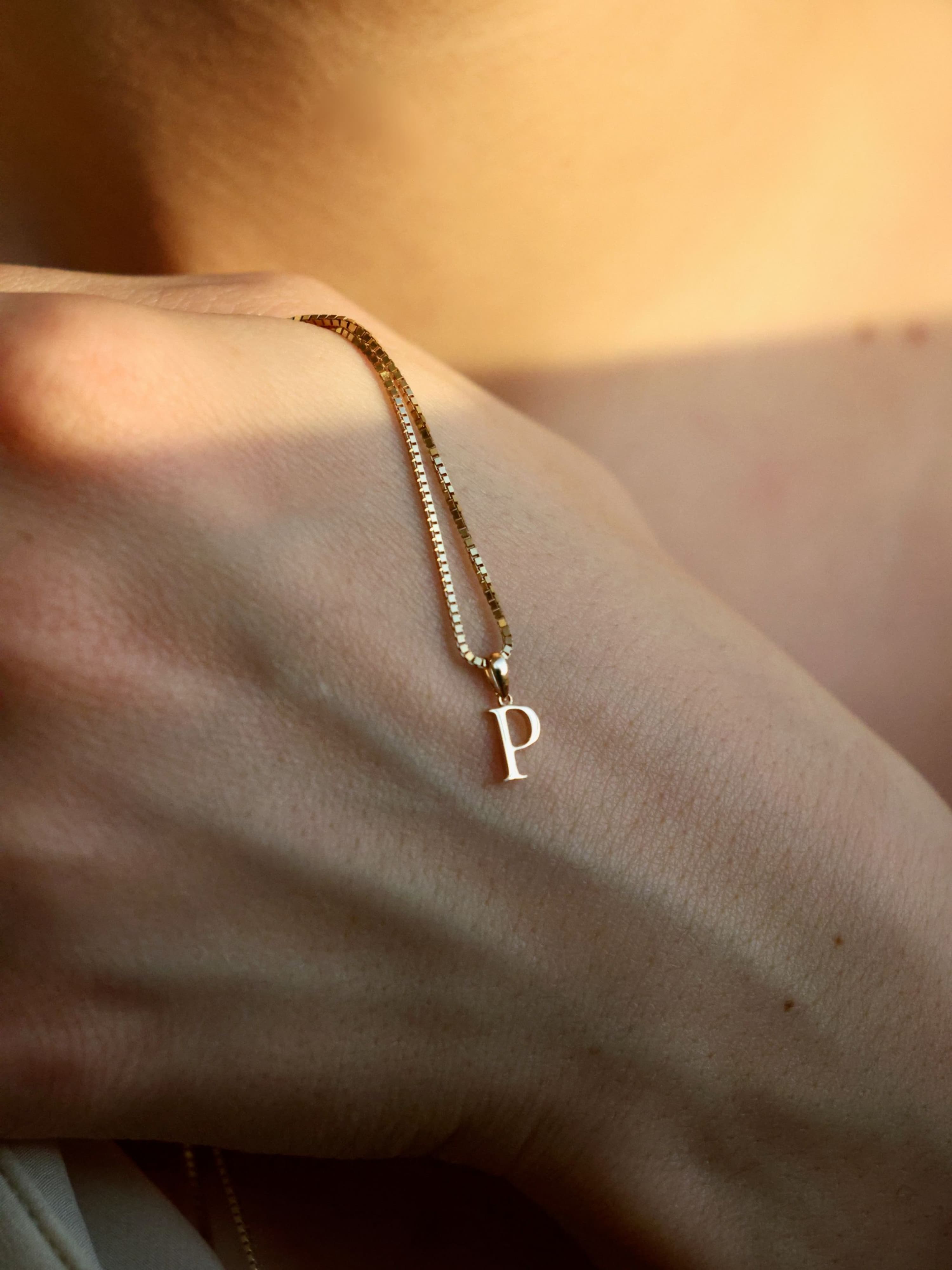 P Initial Pendant in 18k gold
