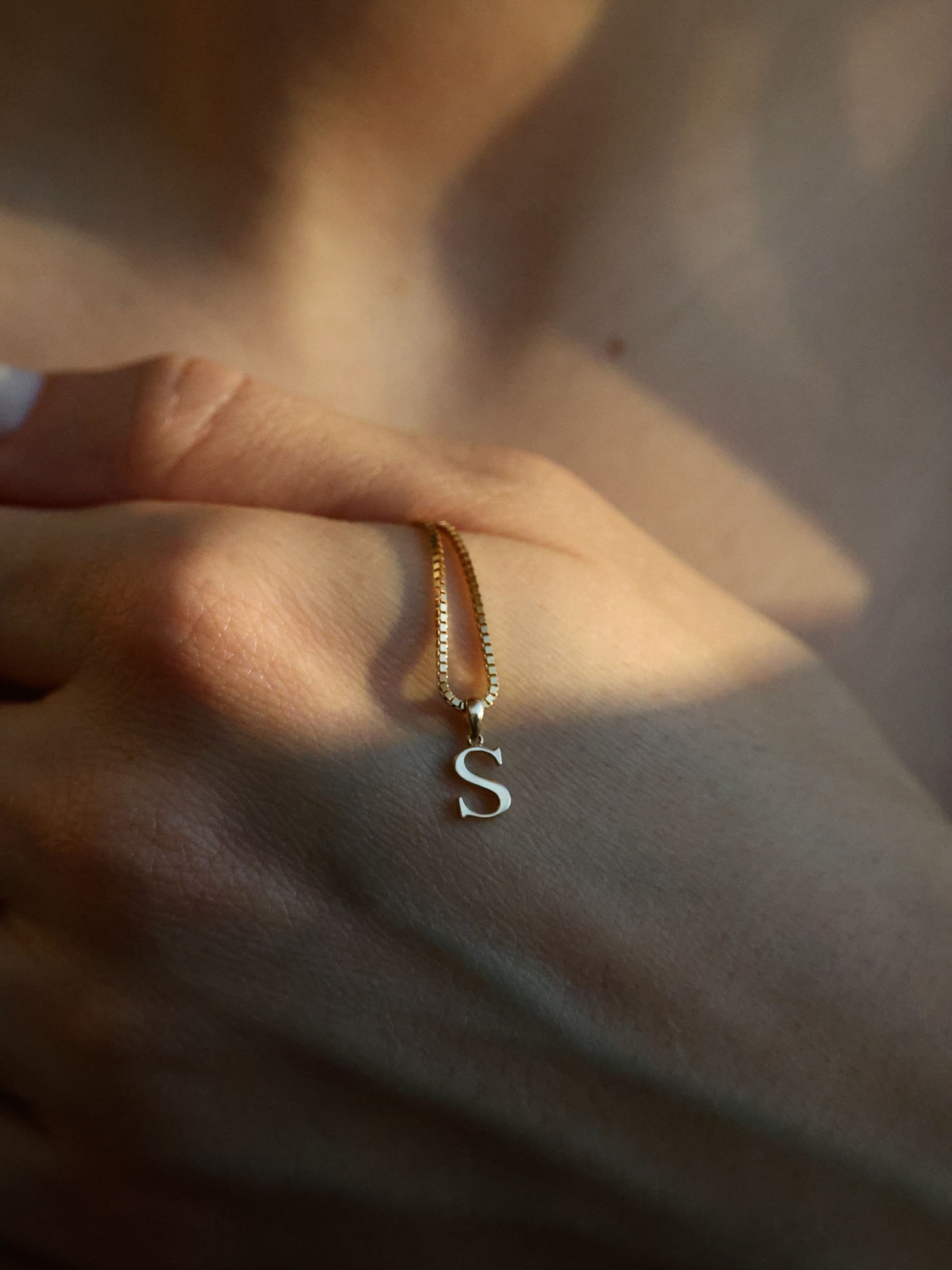 S Initial Pendant in 18k gold