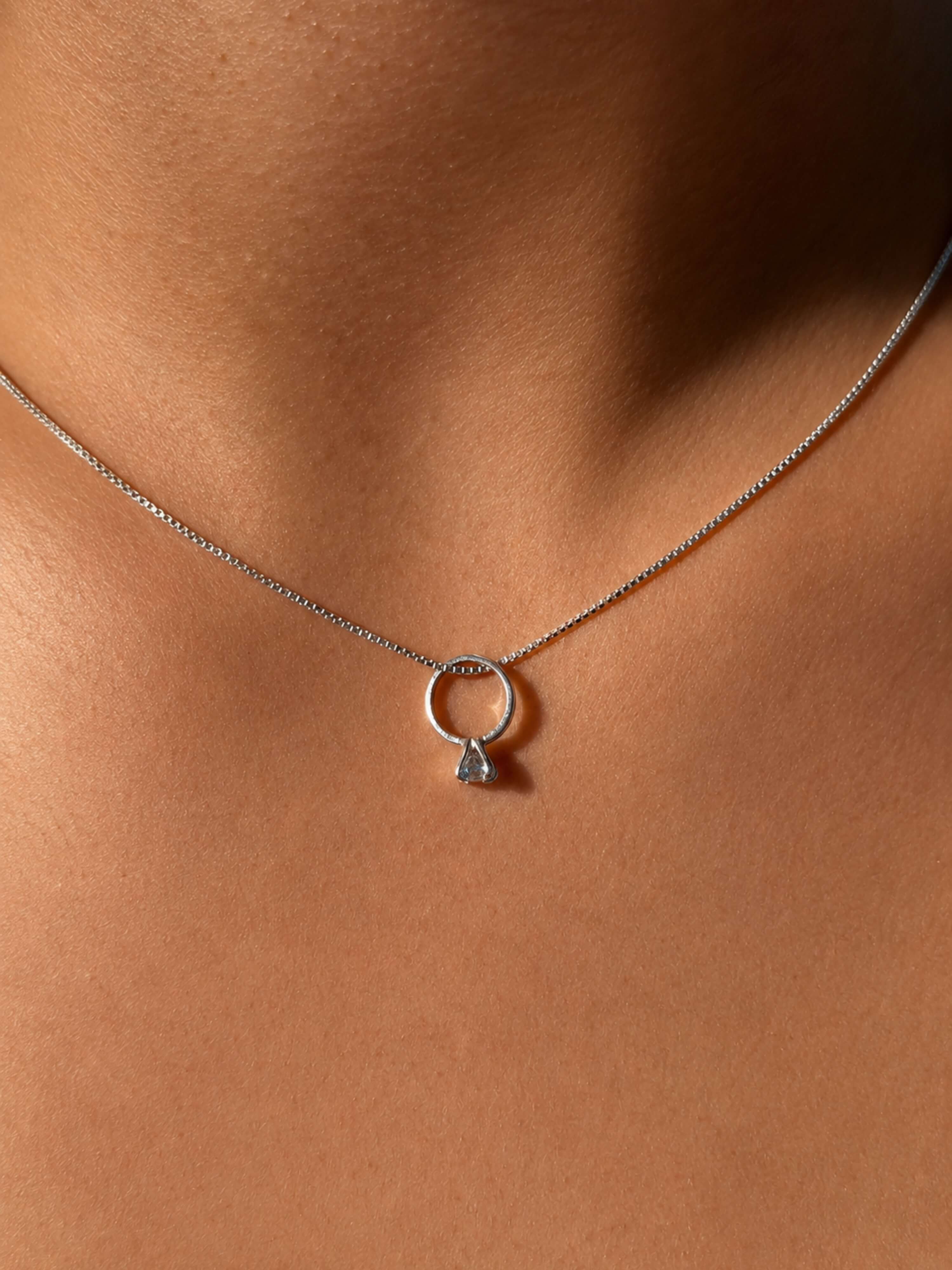 Mini Promise Pendant in white gold plated silver