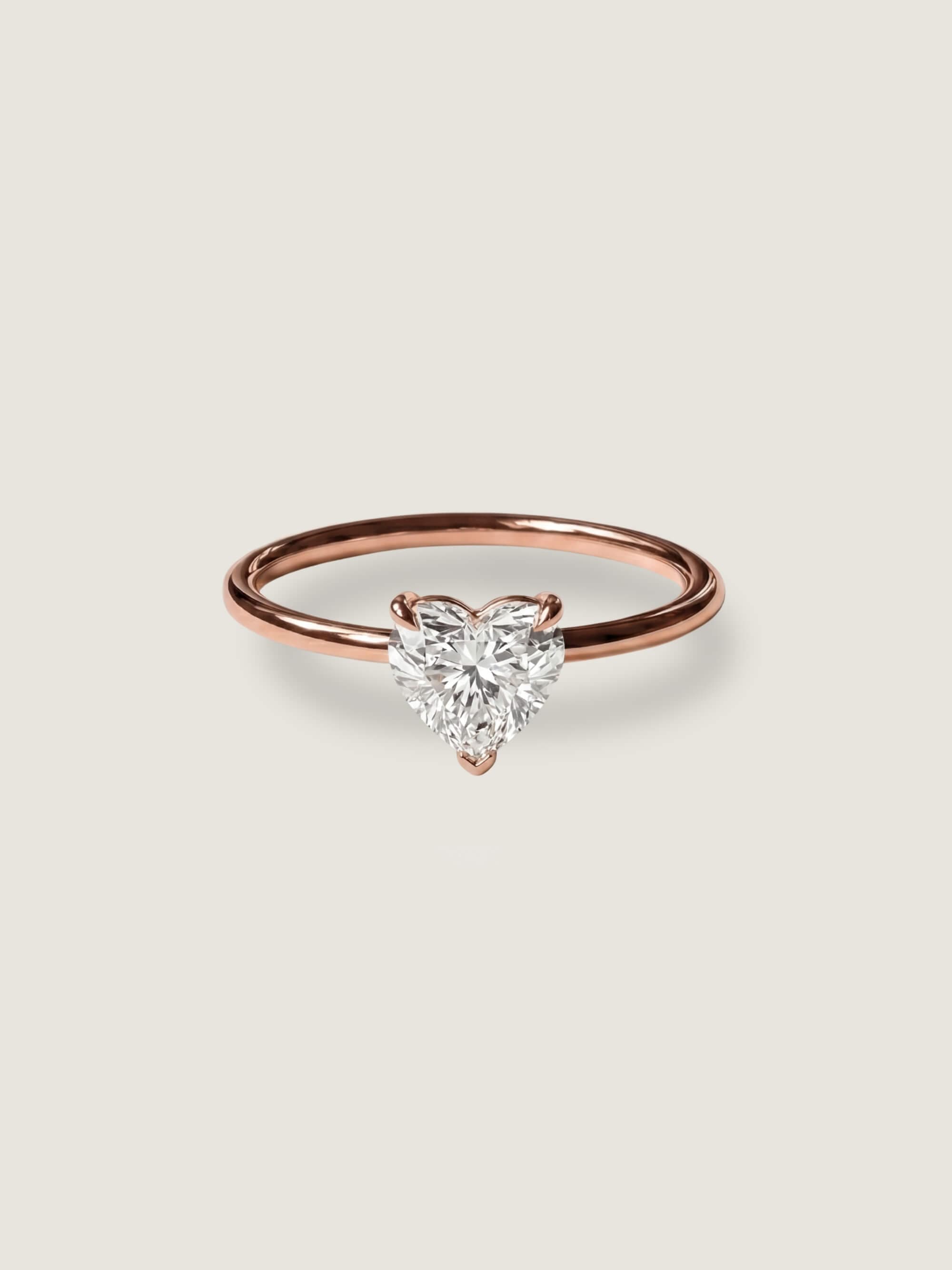 Heart Ring in rose gold with Swarovski crystal