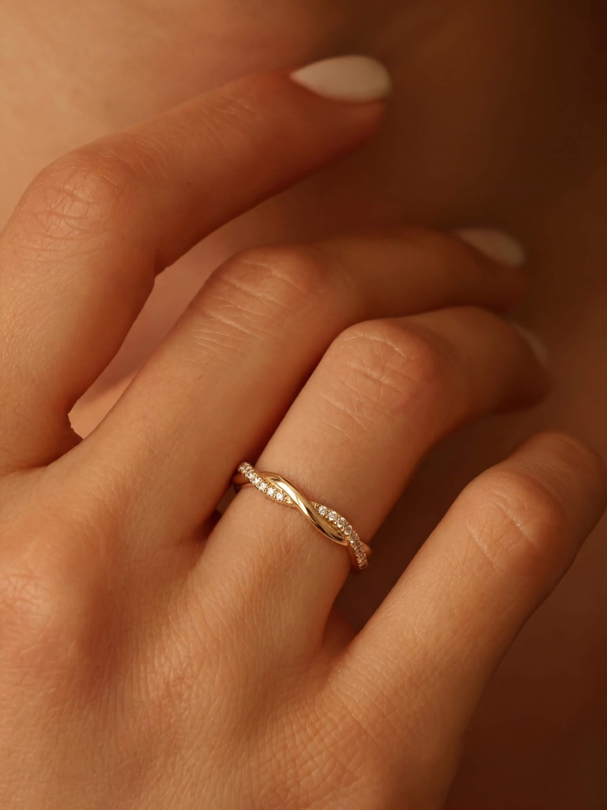 Infinity Pavé Ring worn on hand