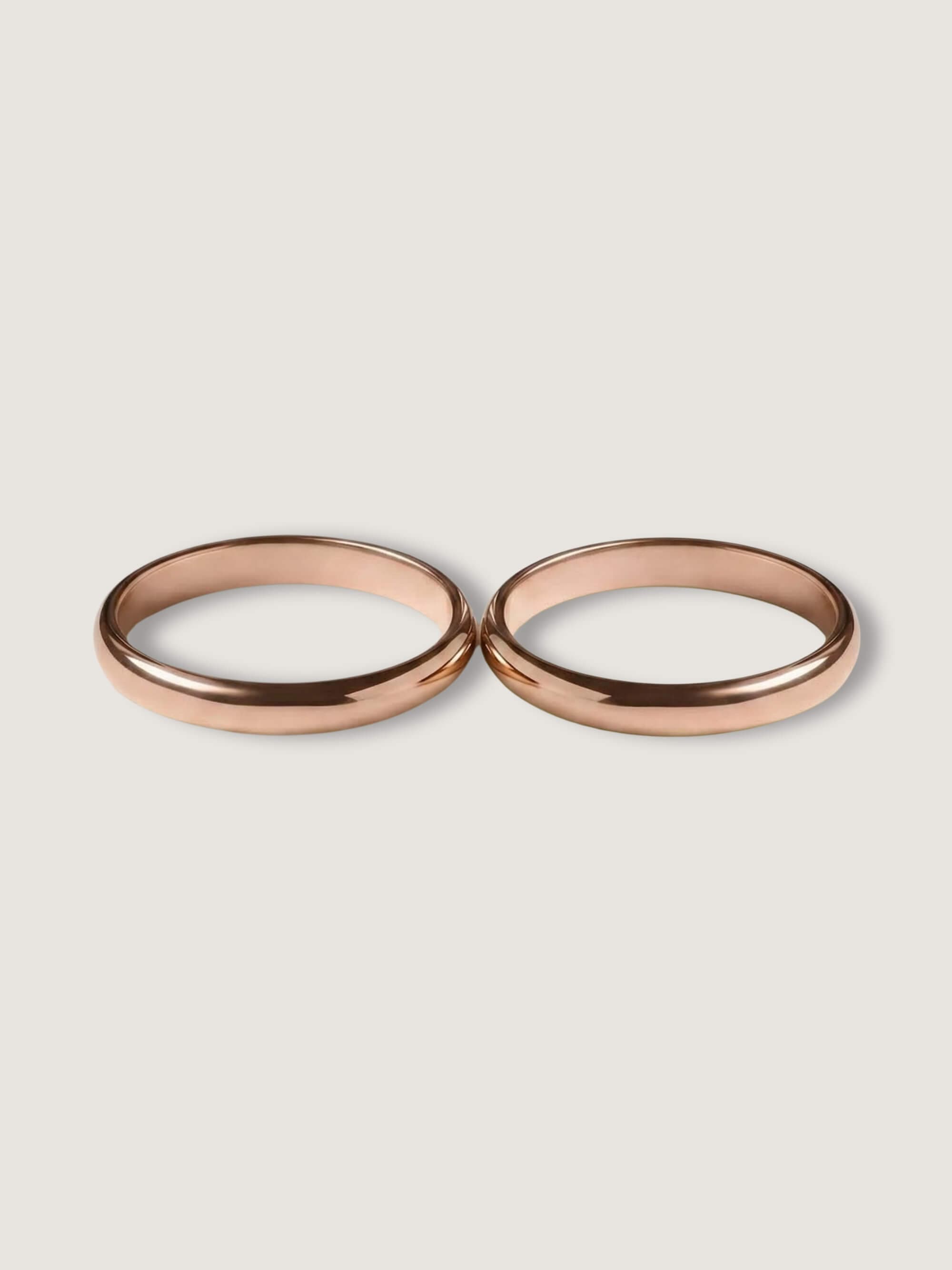 Classic half-round duo wedding rings 3 mm + 3 mm in rose gold