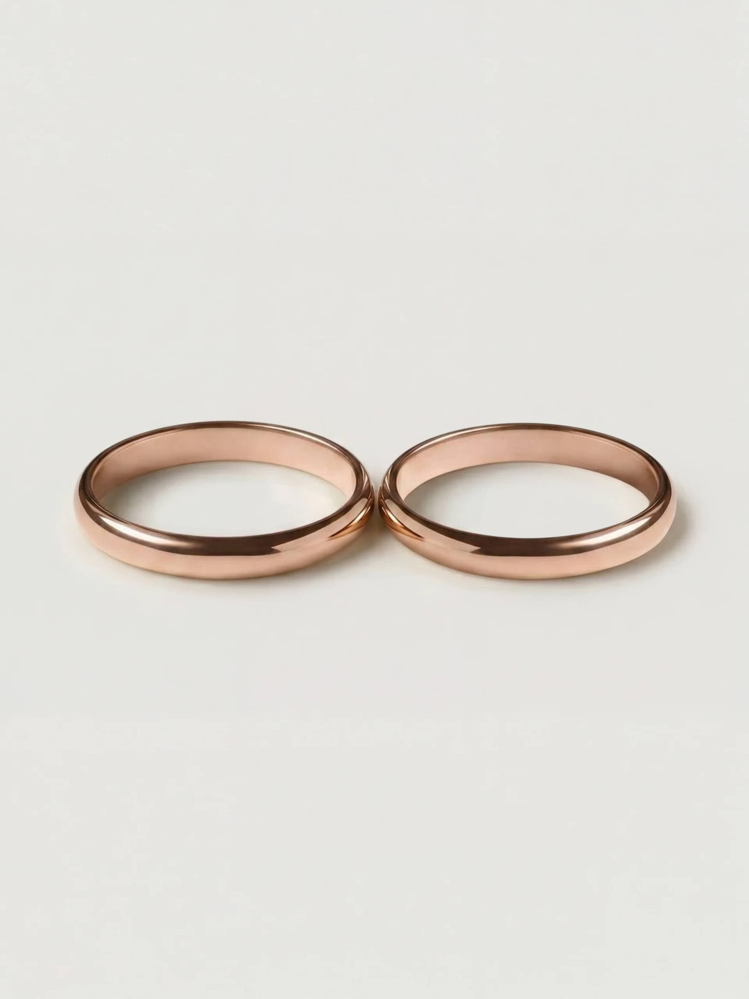 Classic hr Duo Wedding Rings 3mm and 3mm in Rose Gold