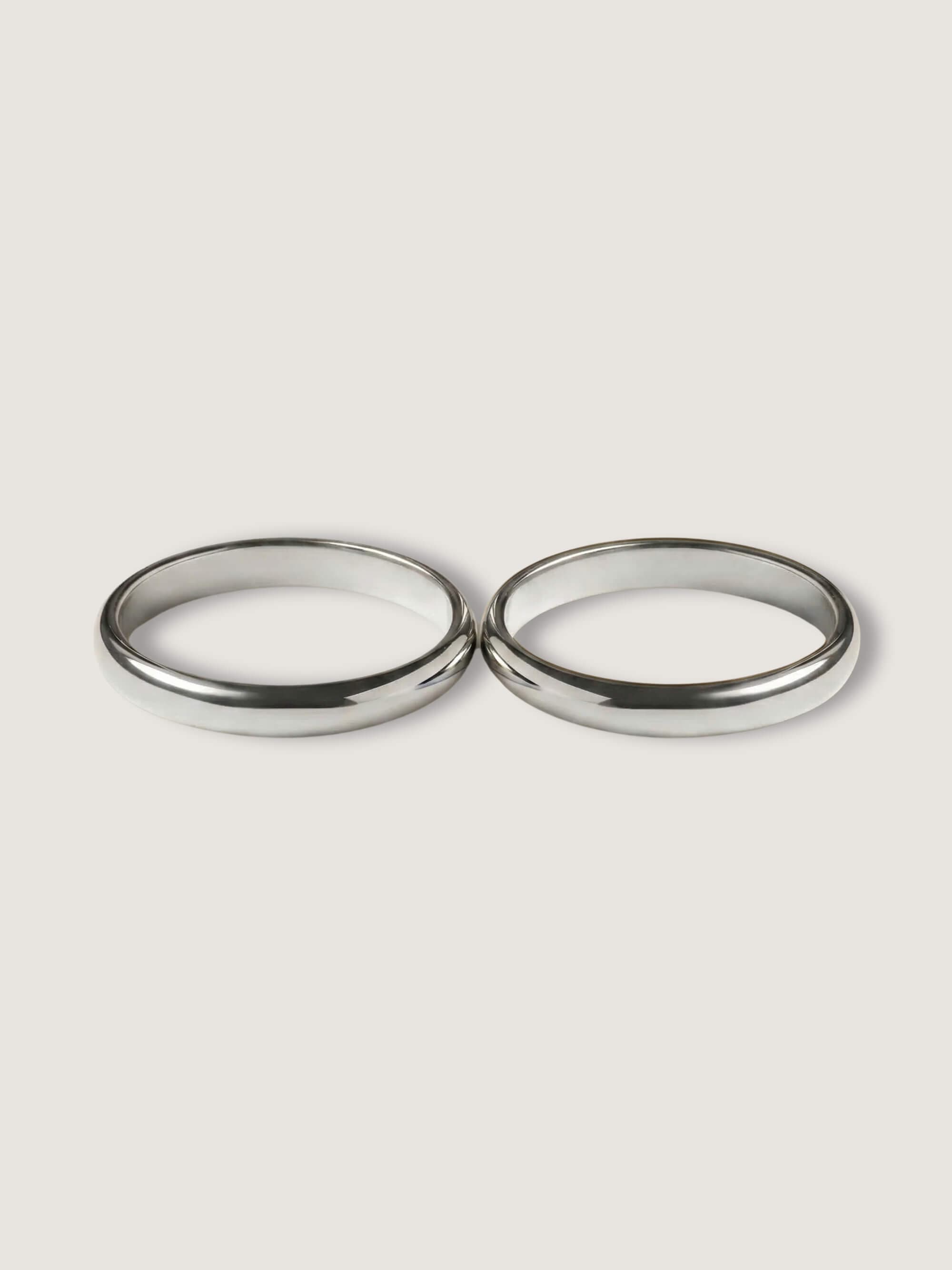 Classic half-round duo wedding rings 3 mm + 3 mm in white gold