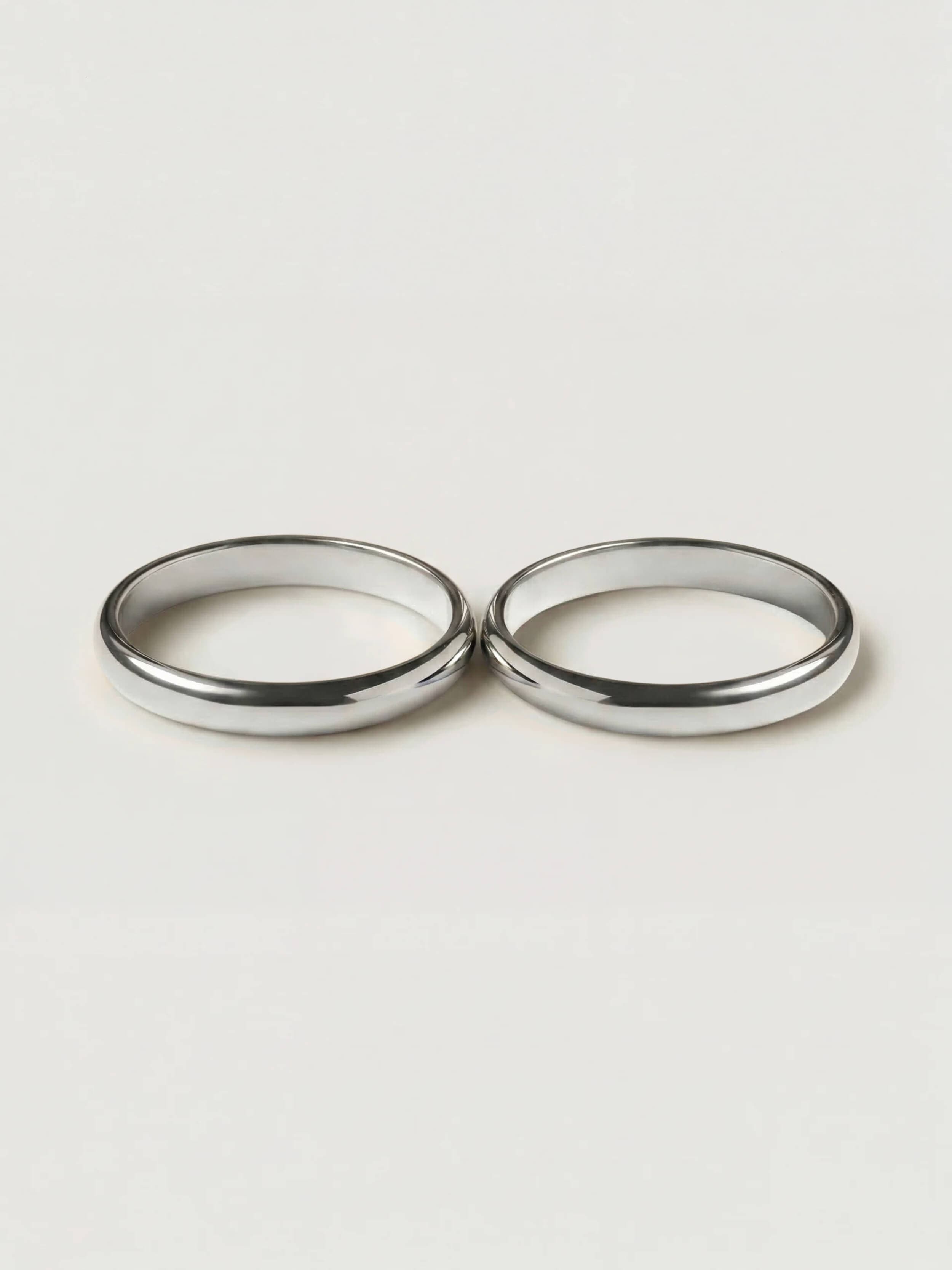 Classic hr Duo Wedding Rings 3mm and 3mm in White Gold