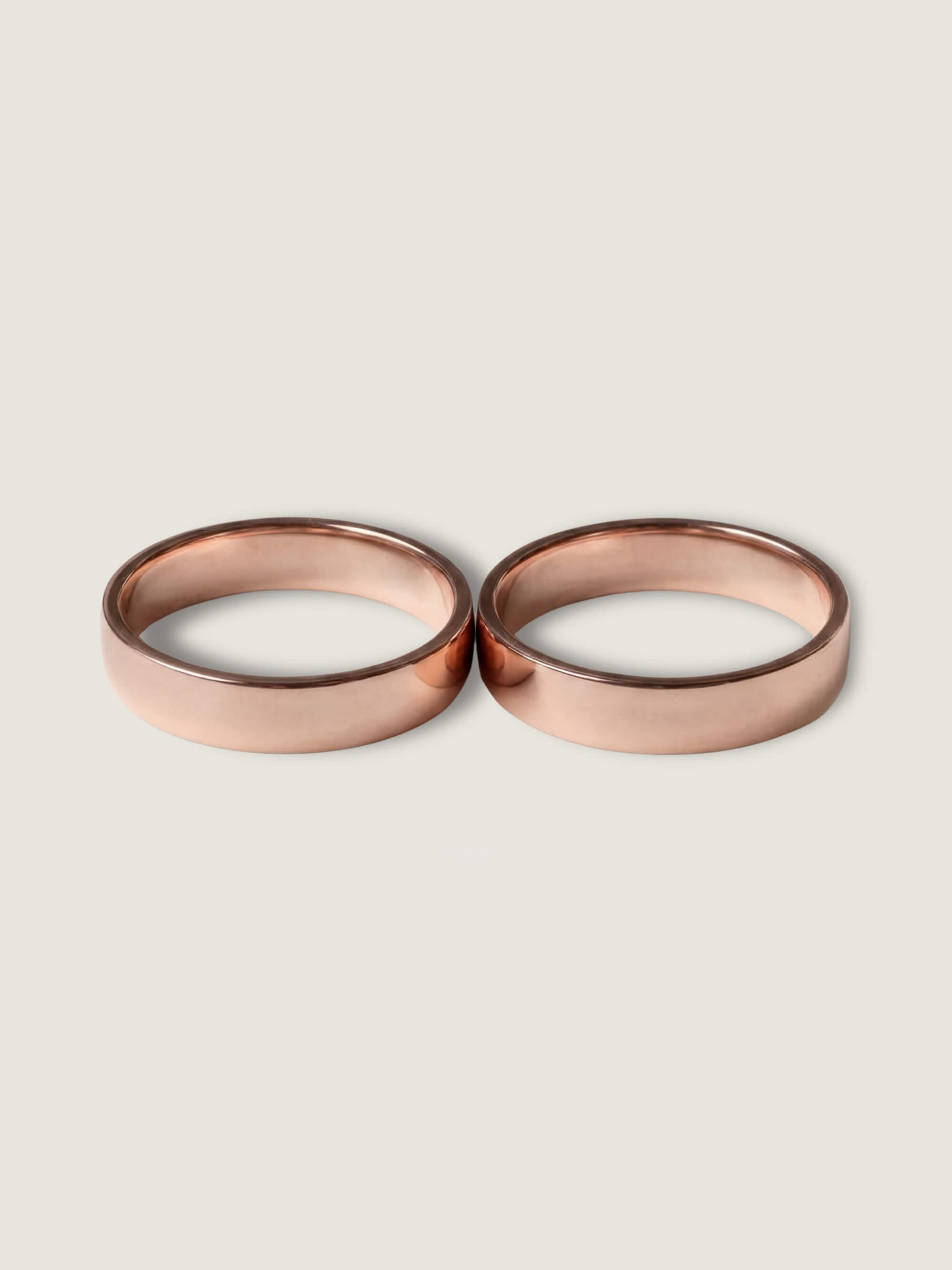Classic 5 mm duo wedding rings in rose gold