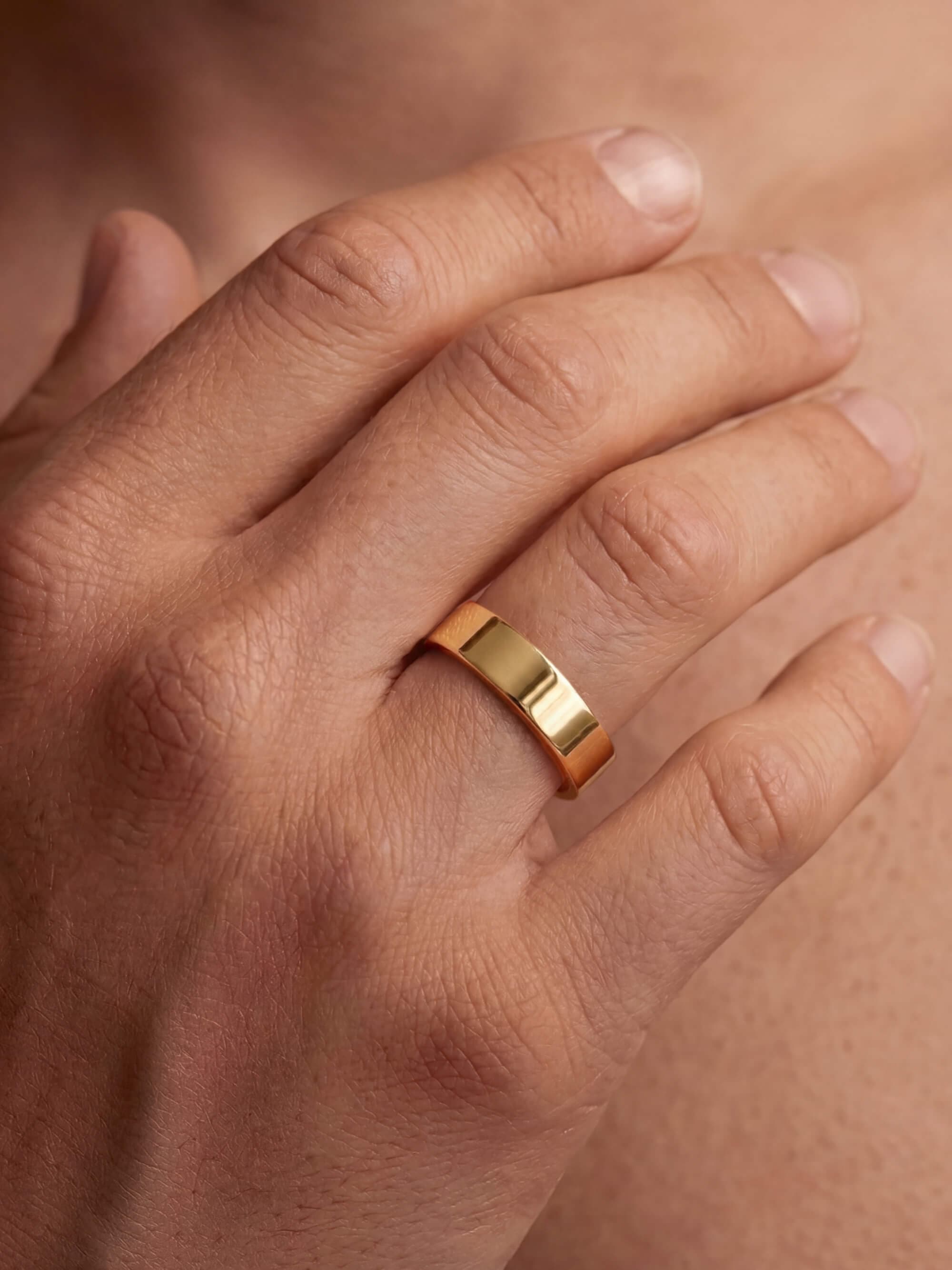 Classic 5mm wedding ring on man's hand
