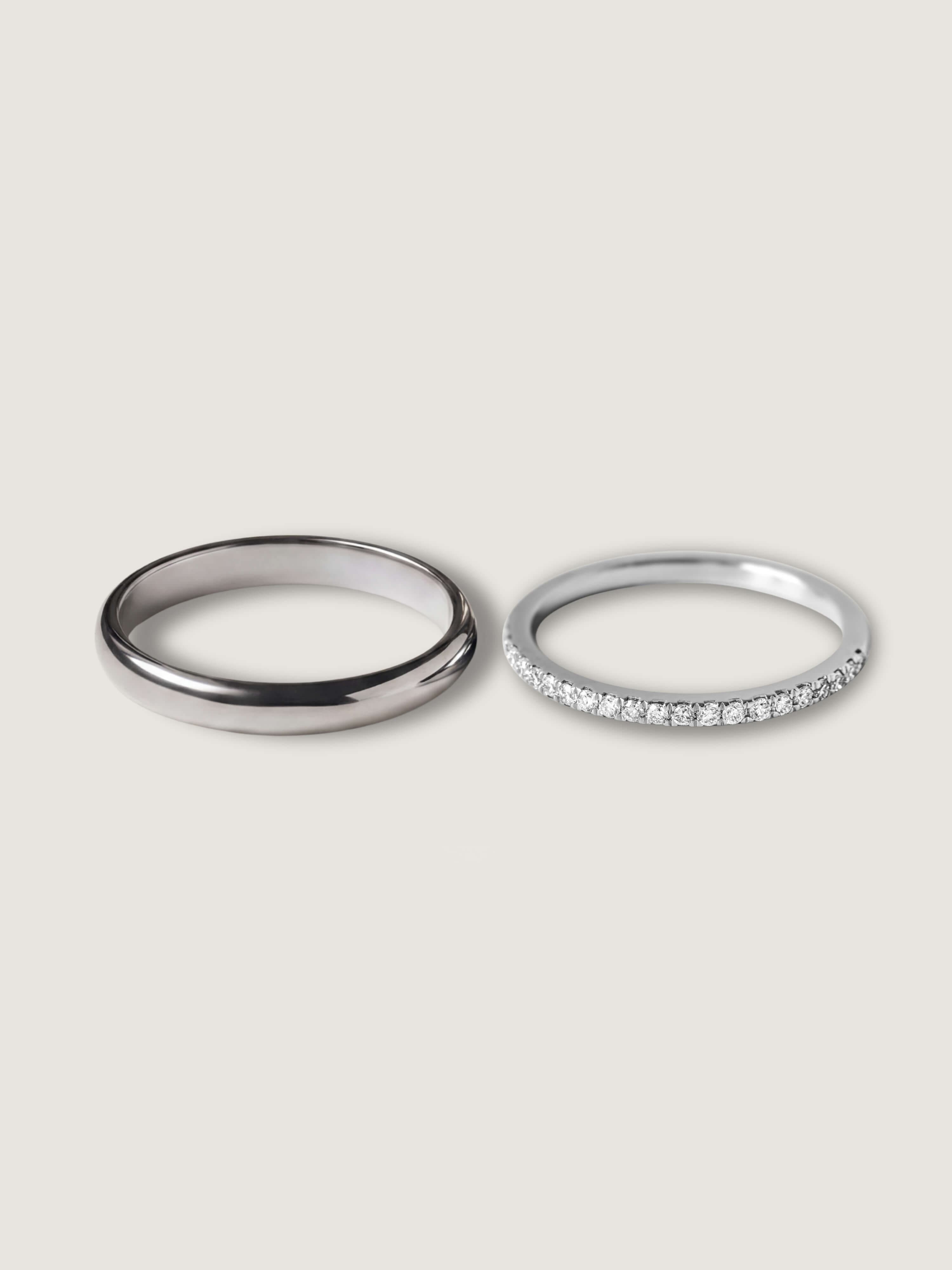 Classic 3 mm and Eternity Wedding Rings in White Gold