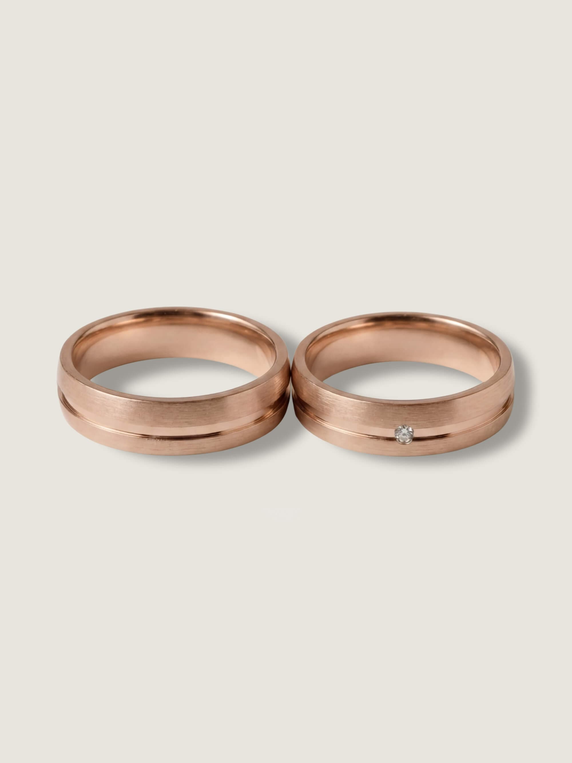 Horizon and Starlit Horizon duo wedding rings in rose gold