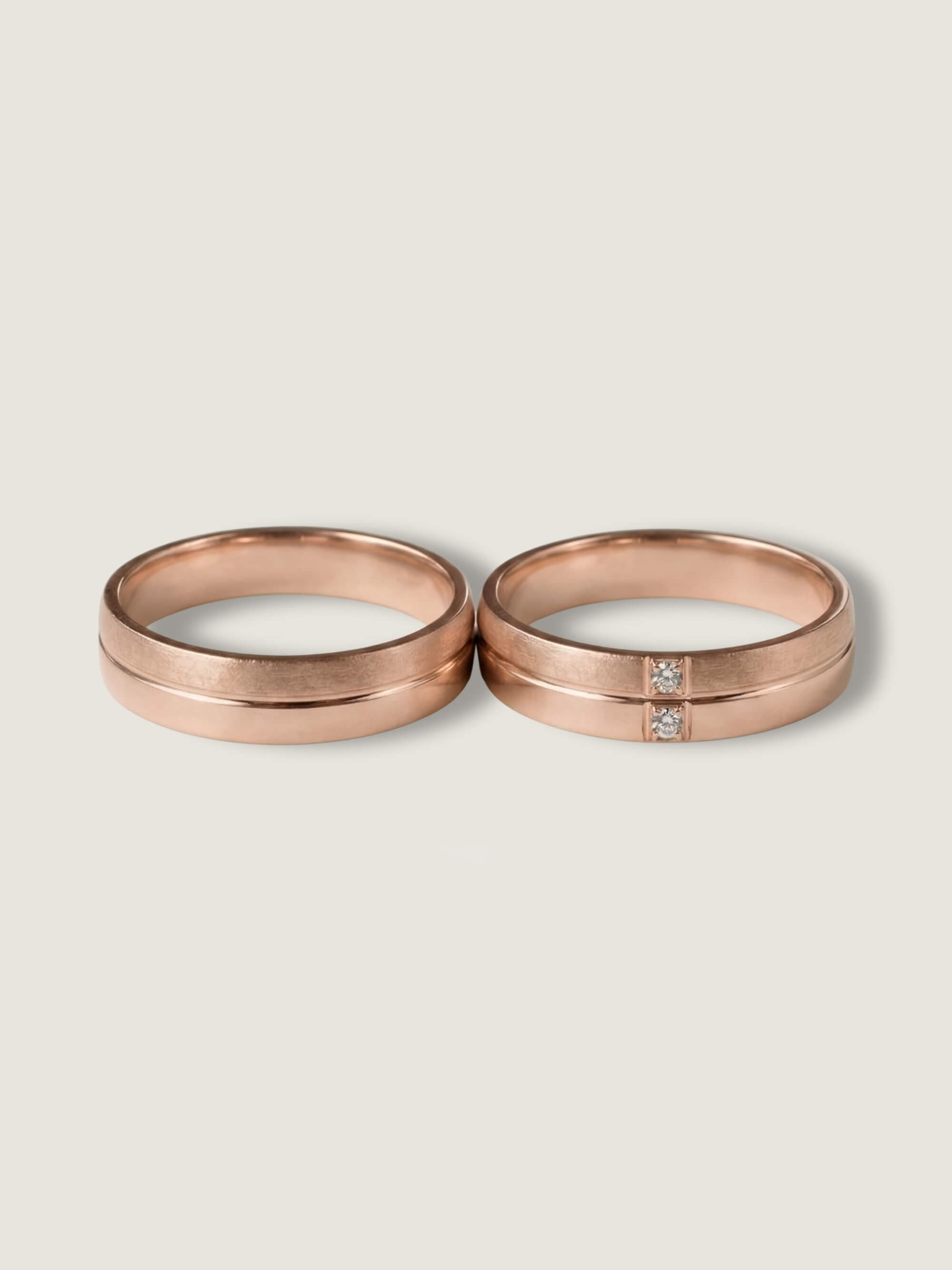 Relief and Stellar Relief duo wedding rings in rose gold