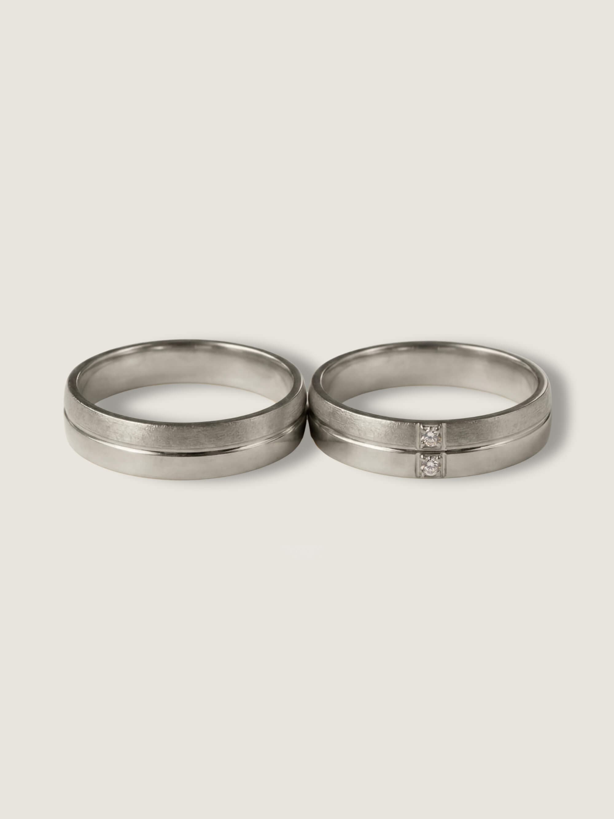 Relief and Stellar Relief duo wedding rings in white gold