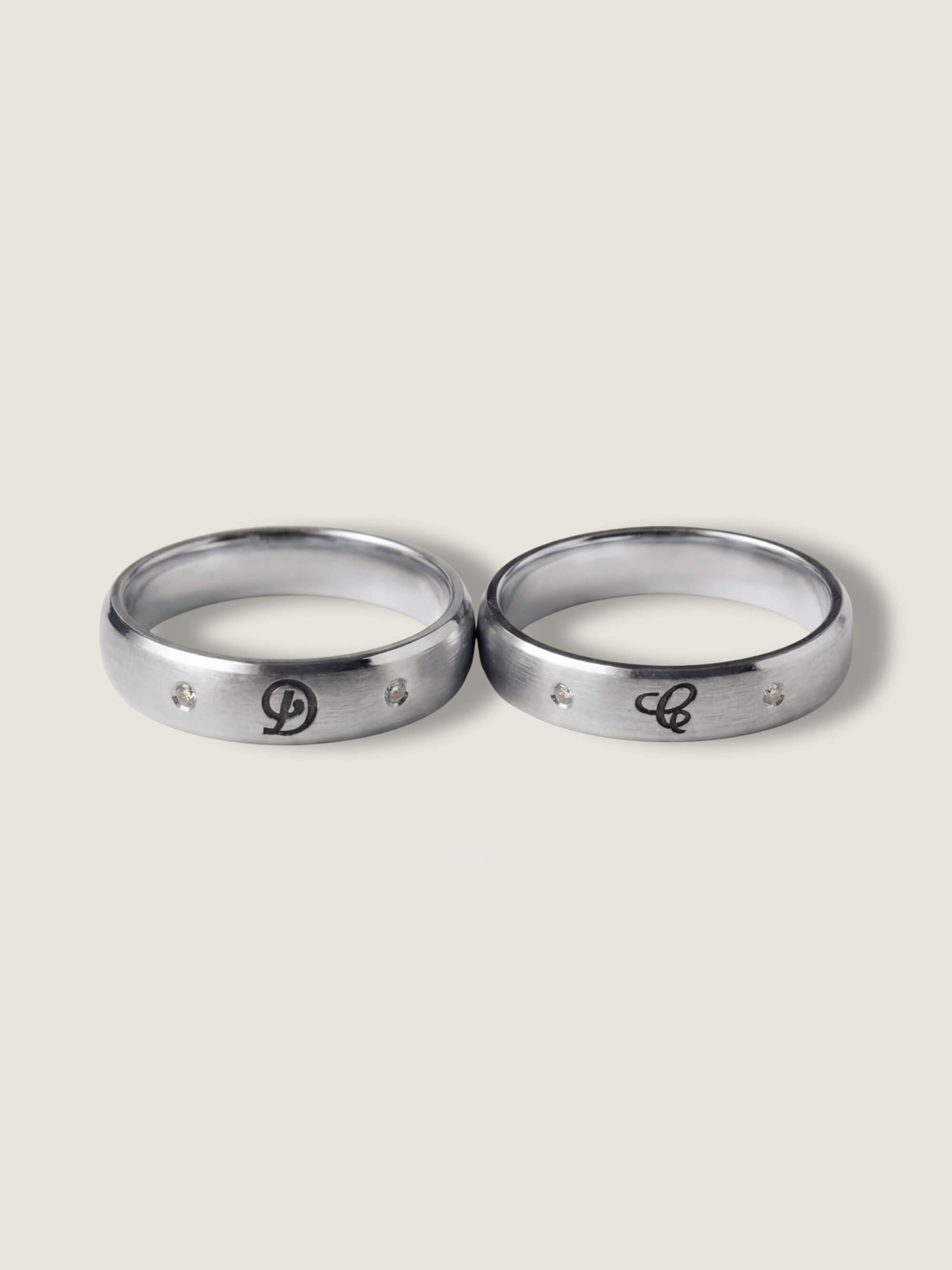 Signature duo wedding rings in white gold