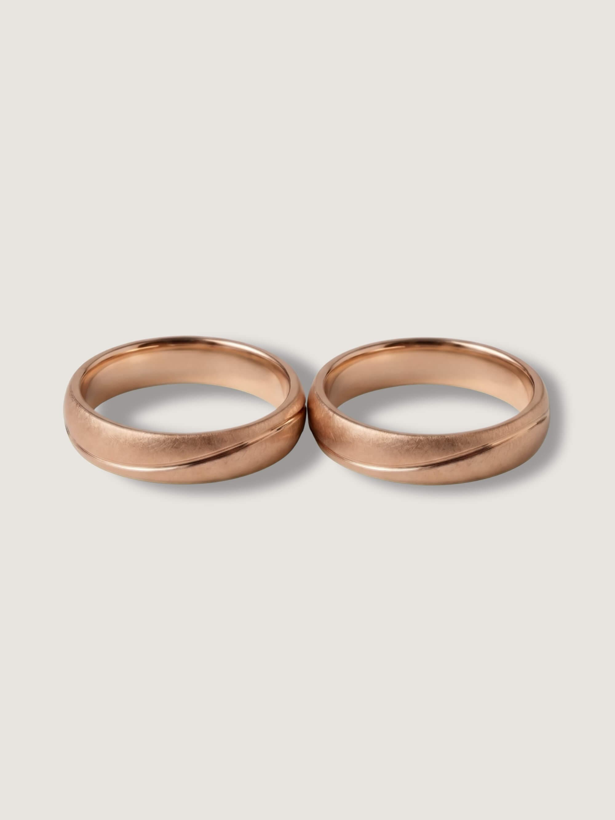 Waves Duo Wedding Rings in Rose Gold