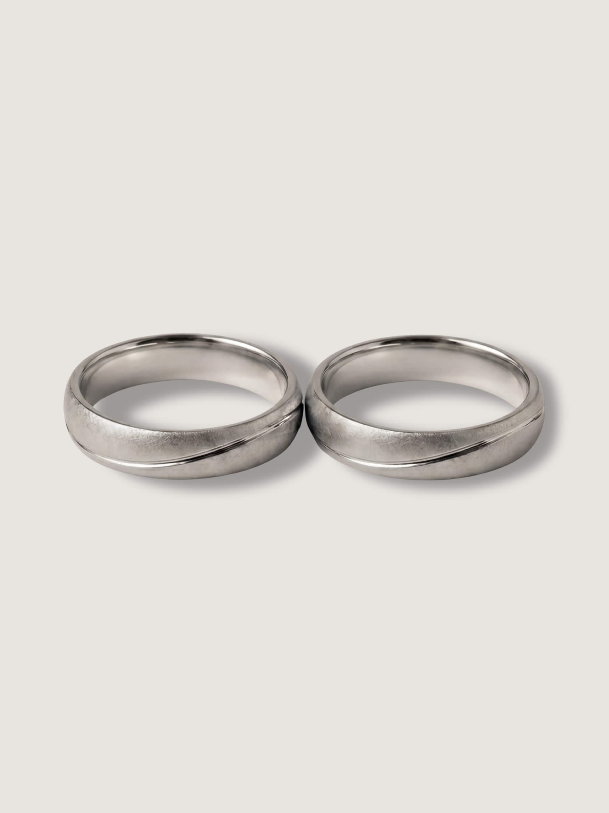 Waves Duo Wedding Rings in White Gold